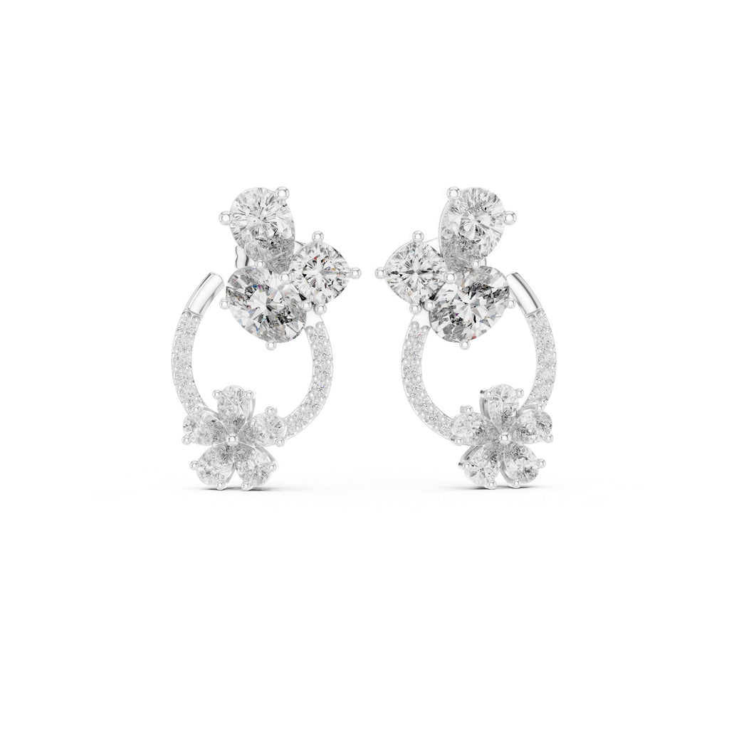 Radiant Bezel Halo Diamond Stud Earrings - diamond earrings - VYKA Diamonds
