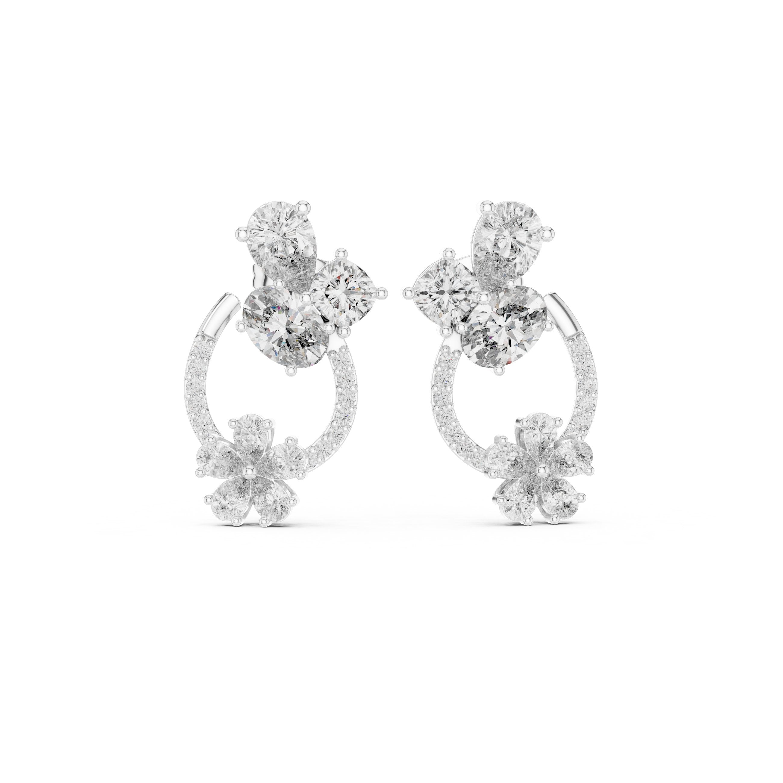 Radiant Bezel Halo Diamond Stud Earrings - diamond earrings - VYKA Diamonds