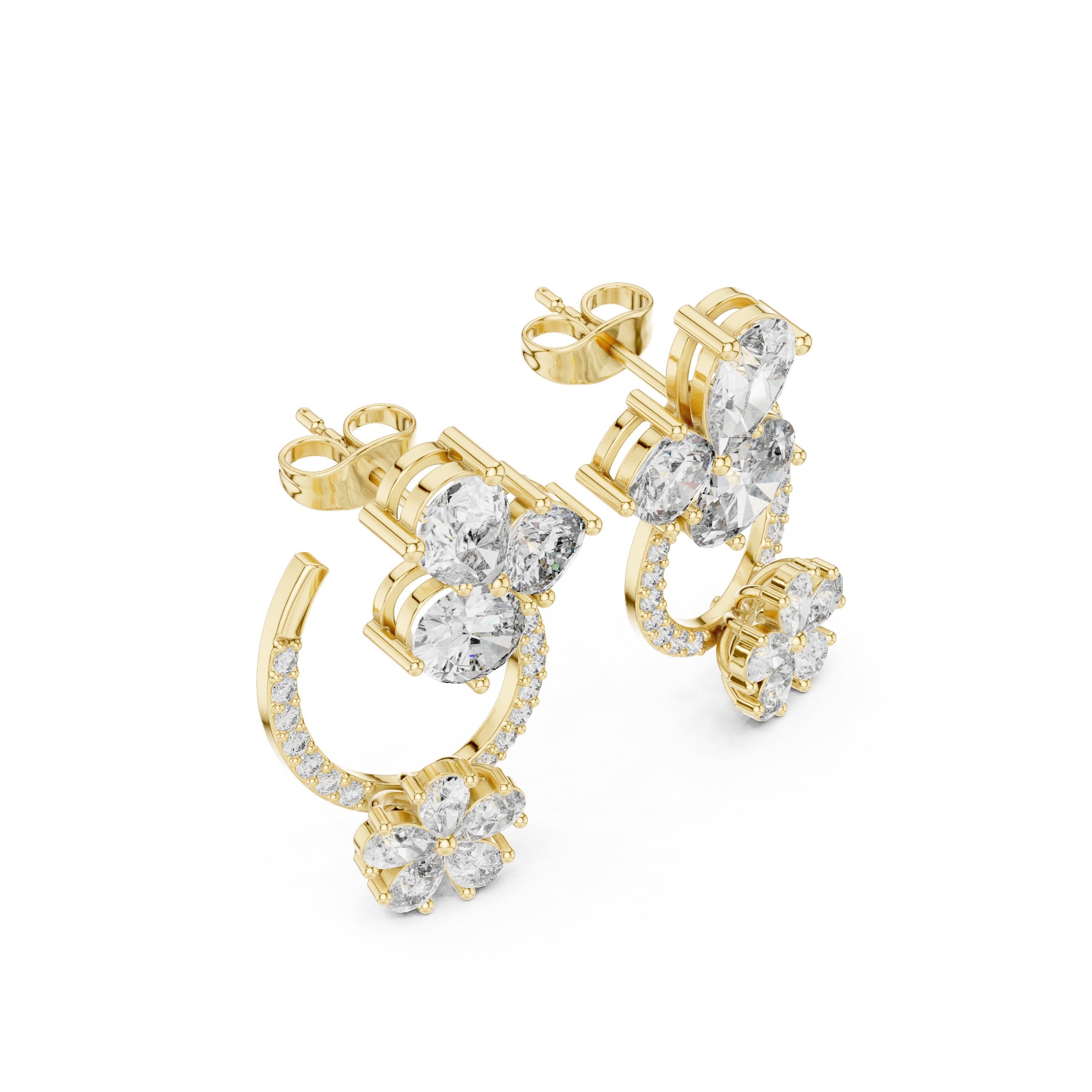 Radiant Bezel Halo Diamond Stud Earrings - diamond earrings - VYKA Diamonds