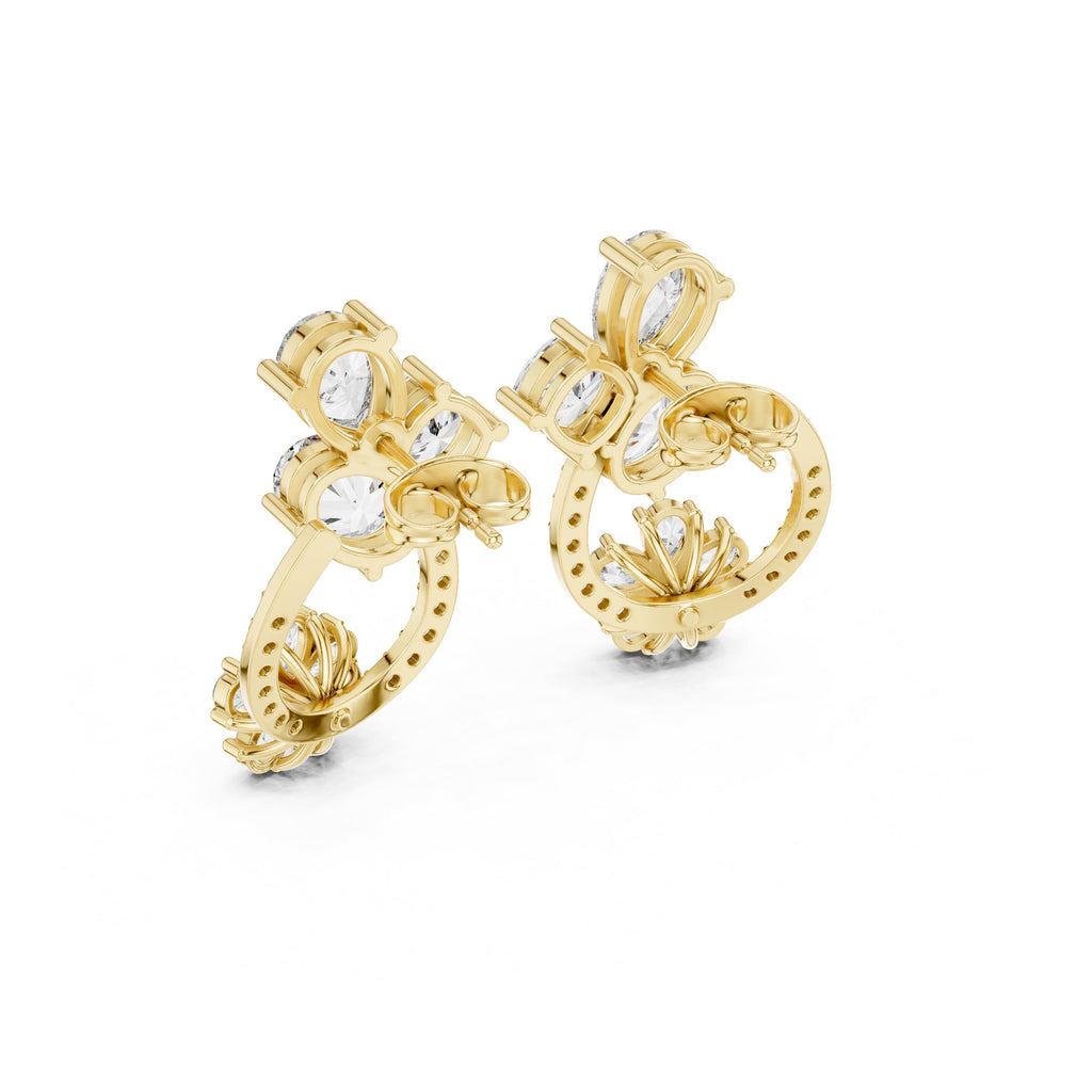 Radiant Bezel Halo Diamond Stud Earrings - diamond earrings - VYKA Diamonds