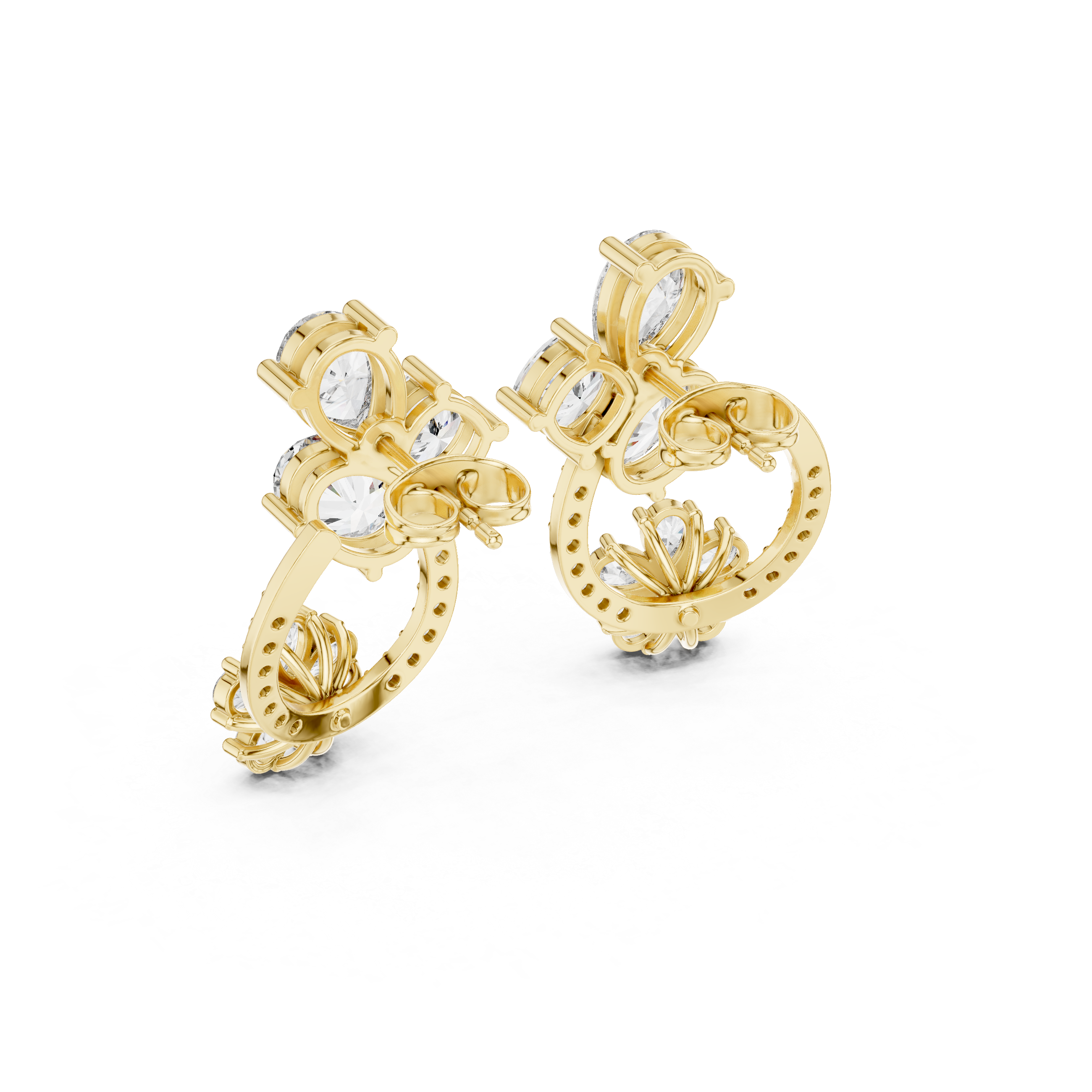 Radiant Bezel Halo Diamond Stud Earrings in Yellow Gold - VYKA Diamonds