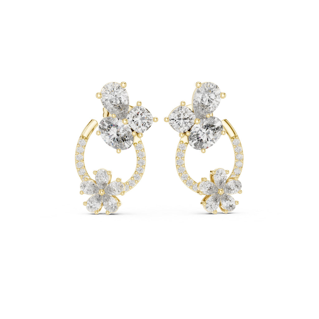 Radiant Bezel Halo Diamond Stud Earrings - diamond earrings - VYKA Diamonds