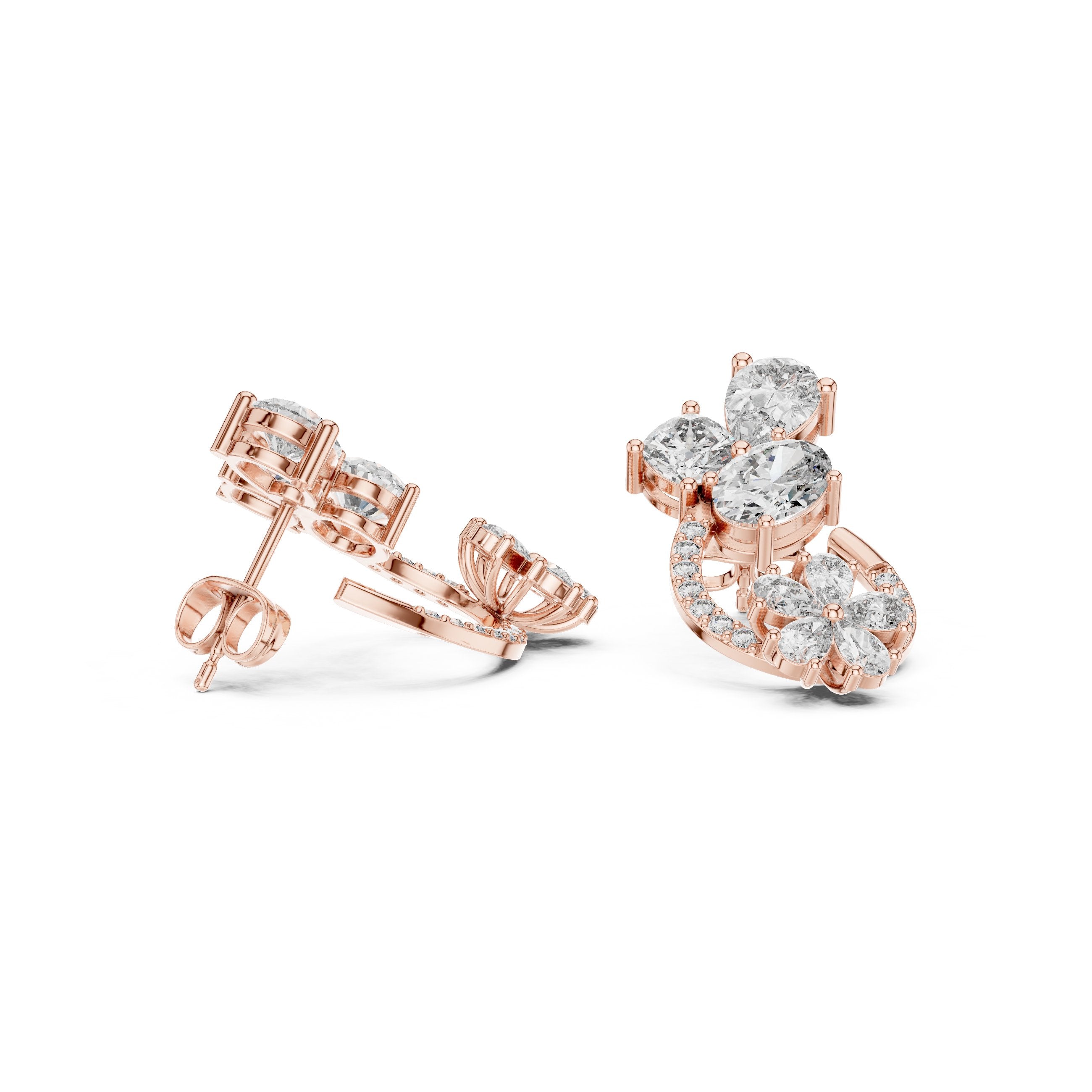 Radiant Bezel Halo Diamond Stud Earrings - diamond earrings - VYKA Diamonds