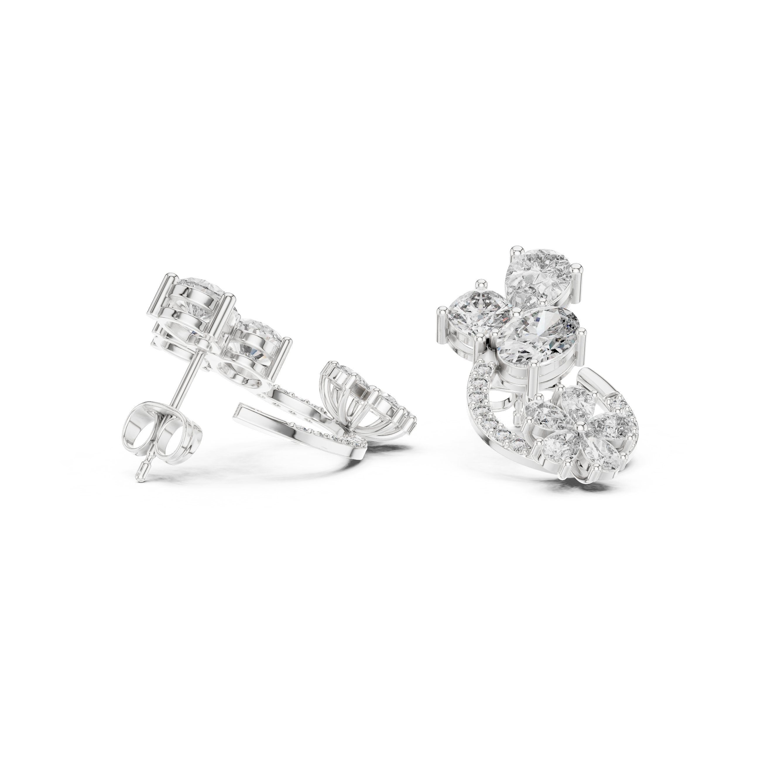 Radiant Bezel Halo Diamond Stud Earrings - diamond earrings - VYKA Diamonds