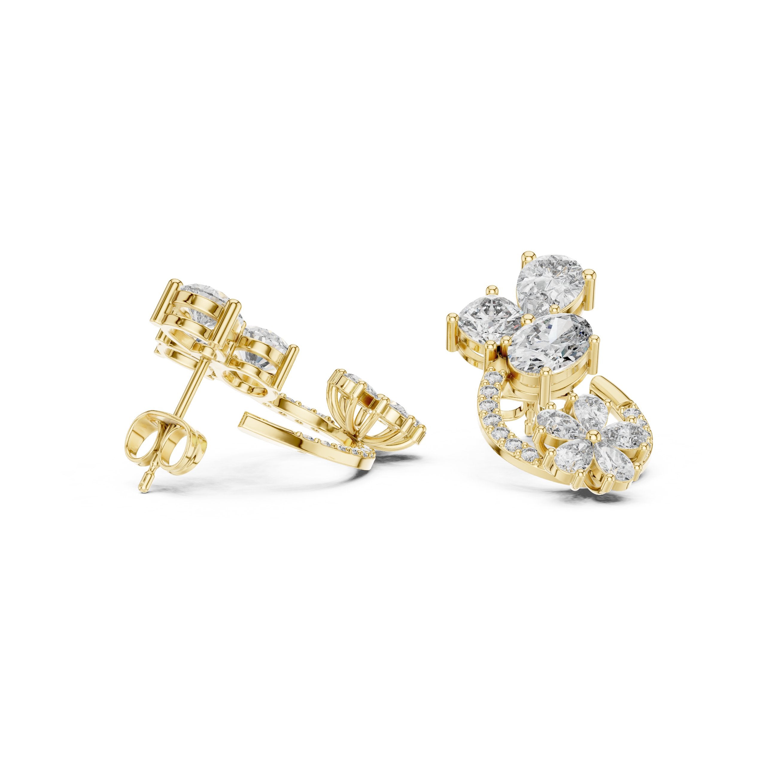 Radiant Bezel Halo Diamond Stud Earrings - diamond earrings - VYKA Diamonds