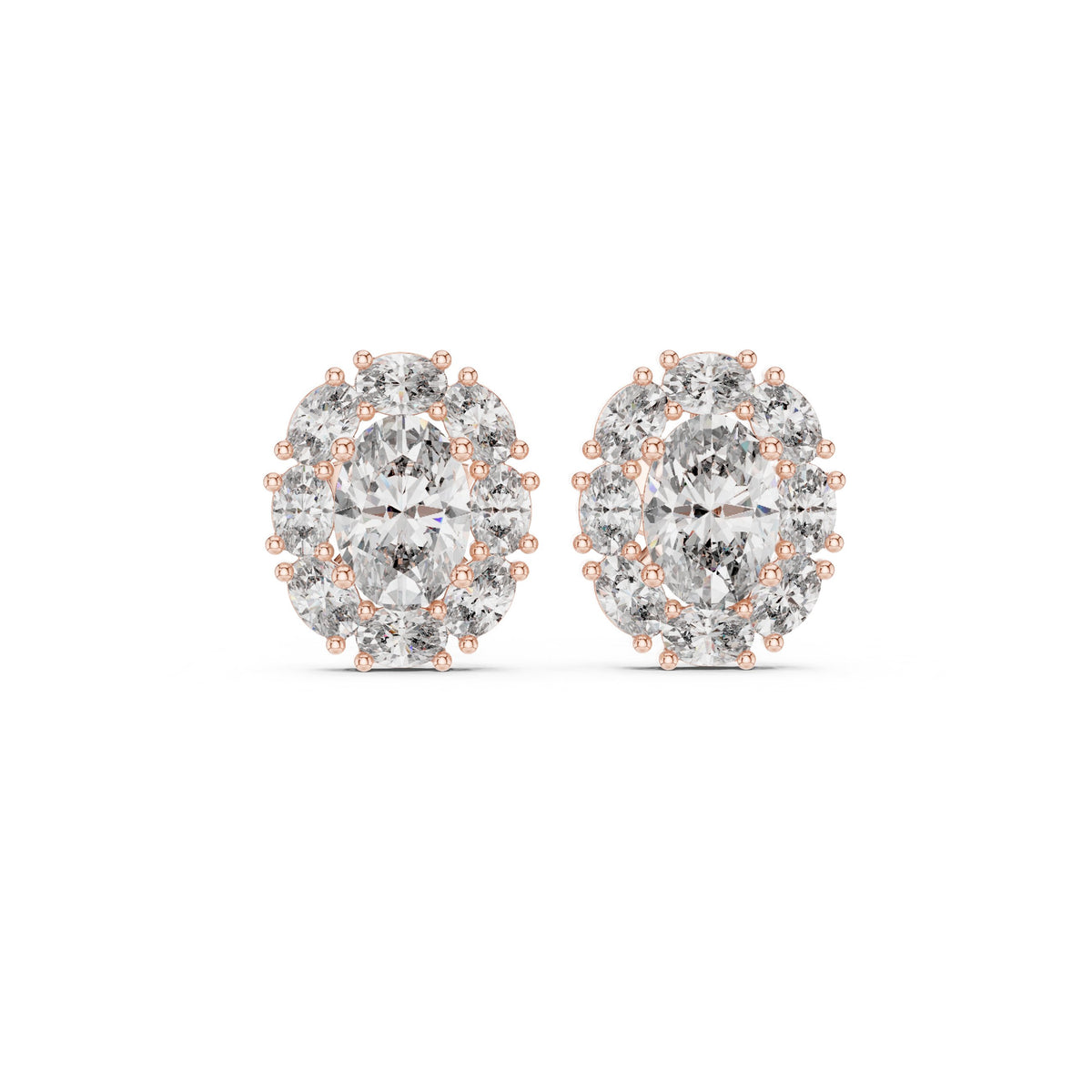 Cushion Cathedral Halo Diamond Stud Earrings