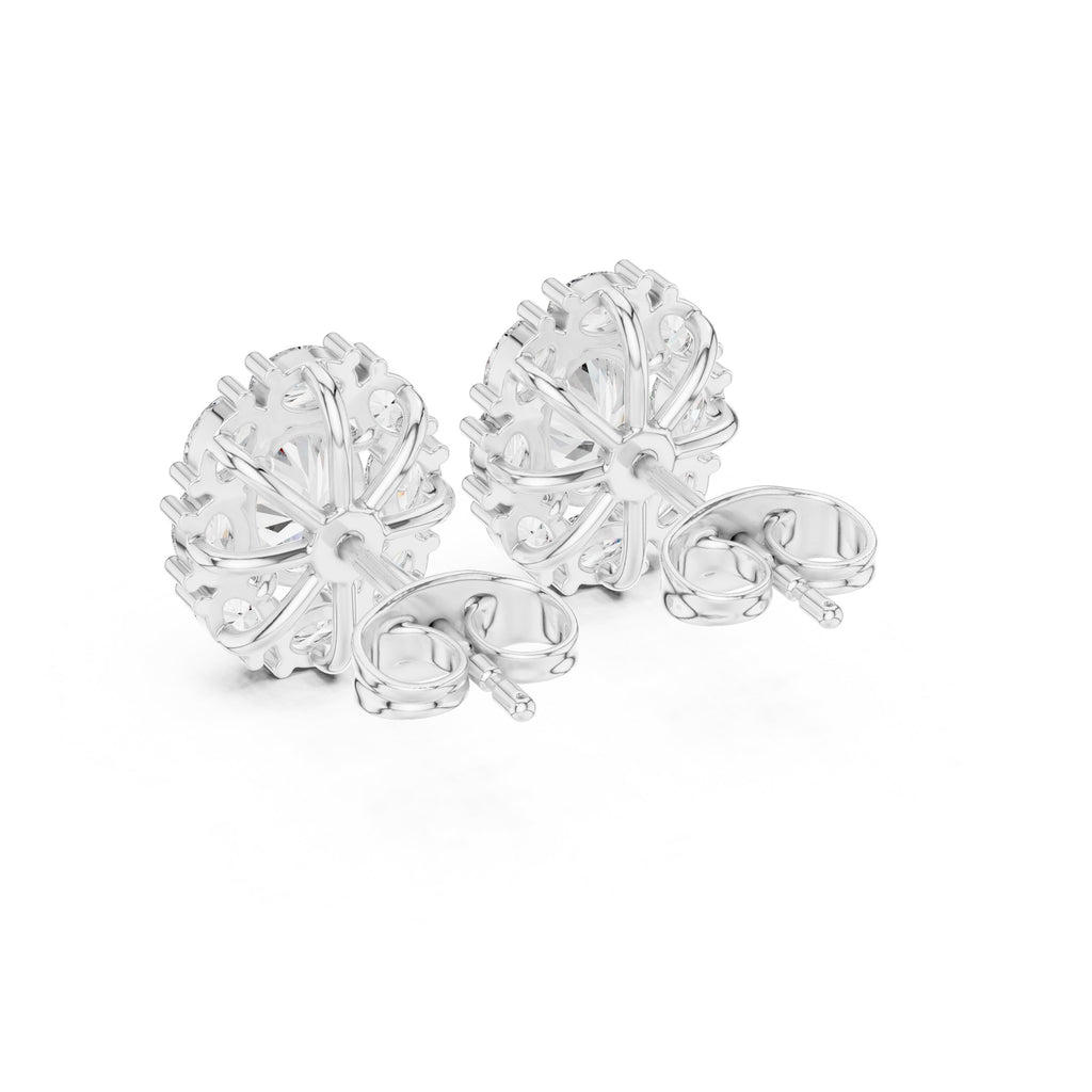 Cushion Cathedral Halo Diamond Stud Earrings - diamond earrings - VYKA Diamonds