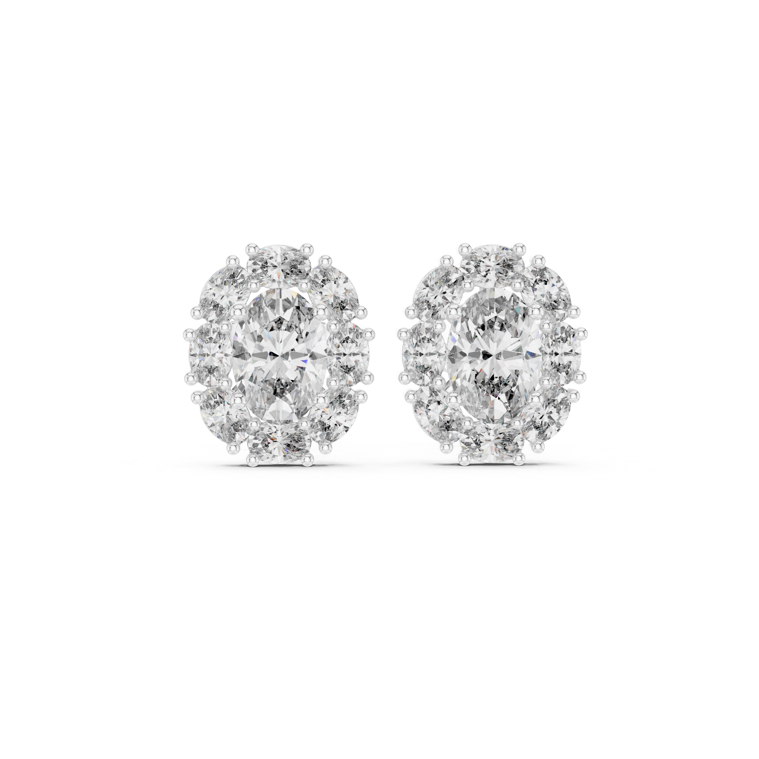 حلقان مرصعة ألماسية بهالة على شكل وسادة in White Gold - VYKA Diamonds