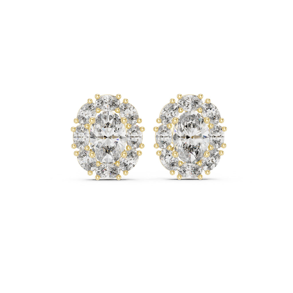 Cushion Cathedral Halo Diamond Stud Earrings - diamond earrings - VYKA Diamonds