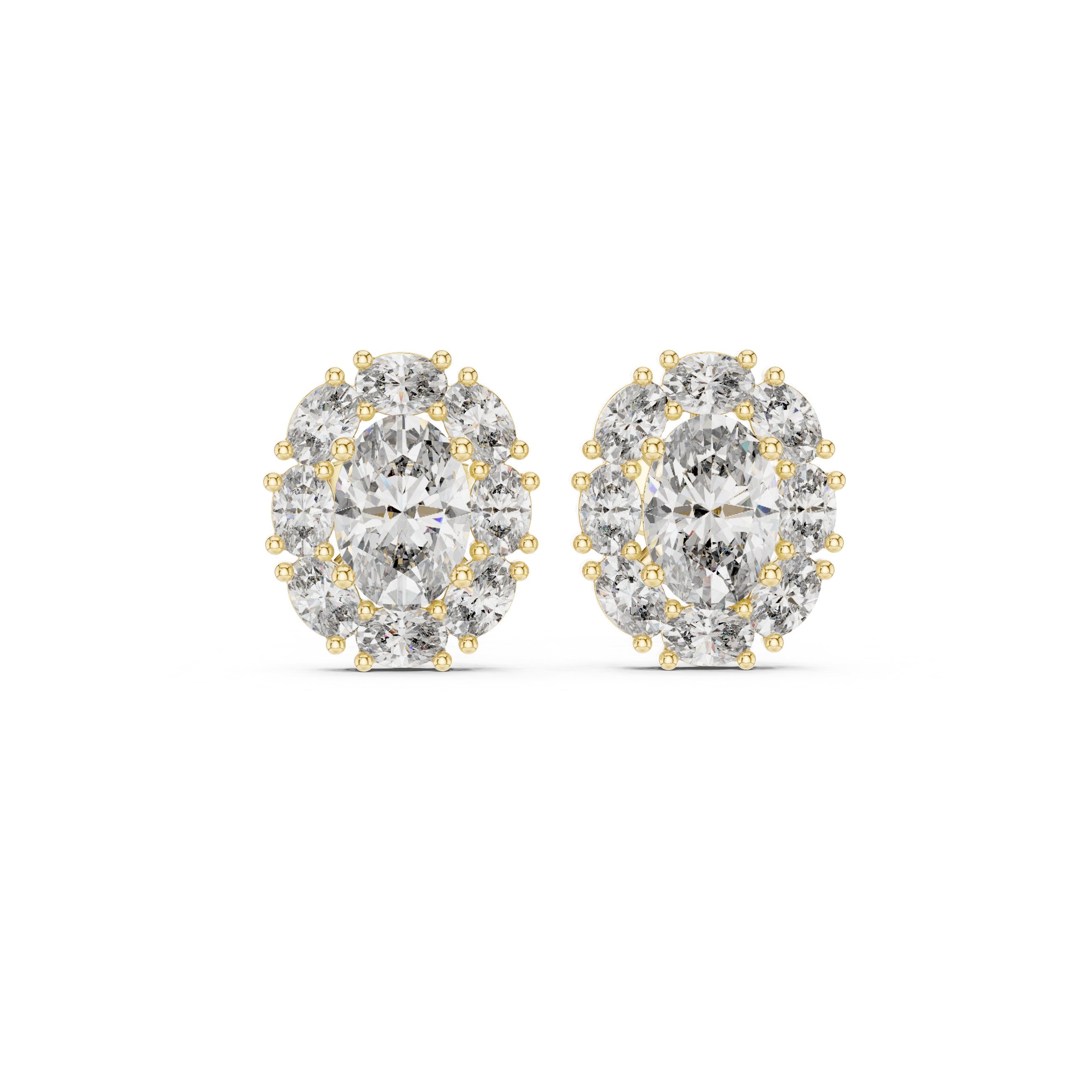Cushion Cathedral Halo Diamond Stud Earrings - diamond earrings - VYKA Diamonds