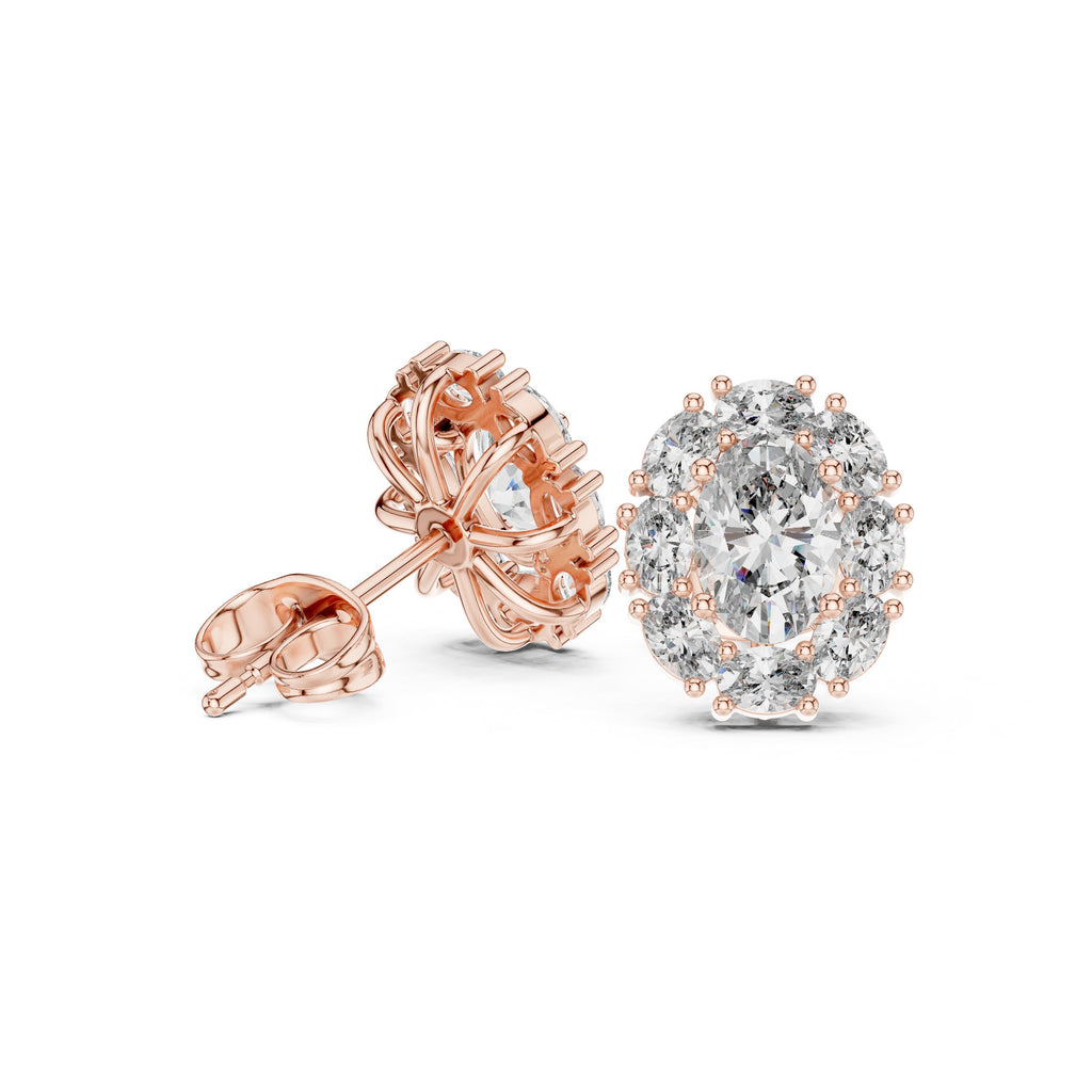 Cushion Cathedral Halo Diamond Stud Earrings - diamond earrings - VYKA Diamonds