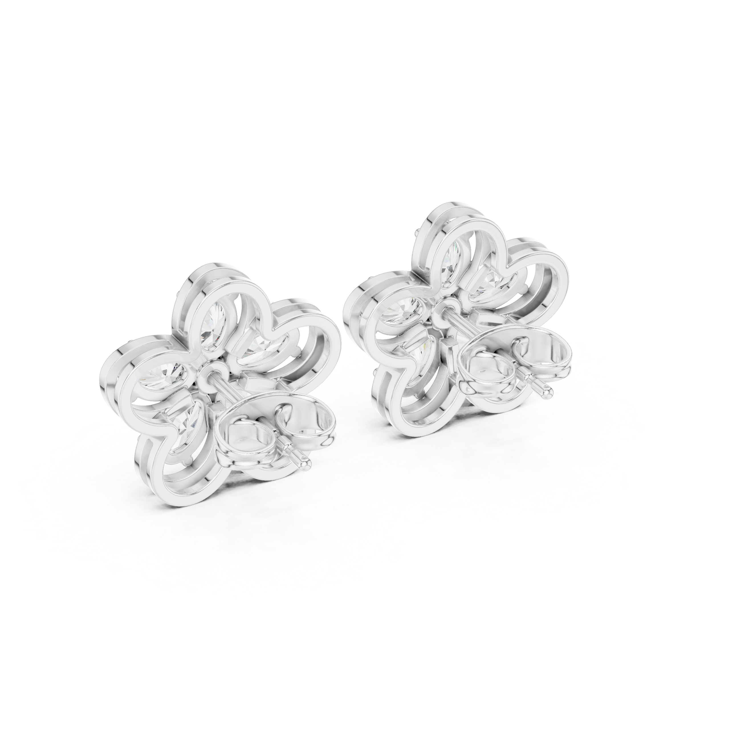 حلقان مرصّعة ألماسية على شكل هالة من كاتدرائية راديانت in White Gold - VYKA Diamonds