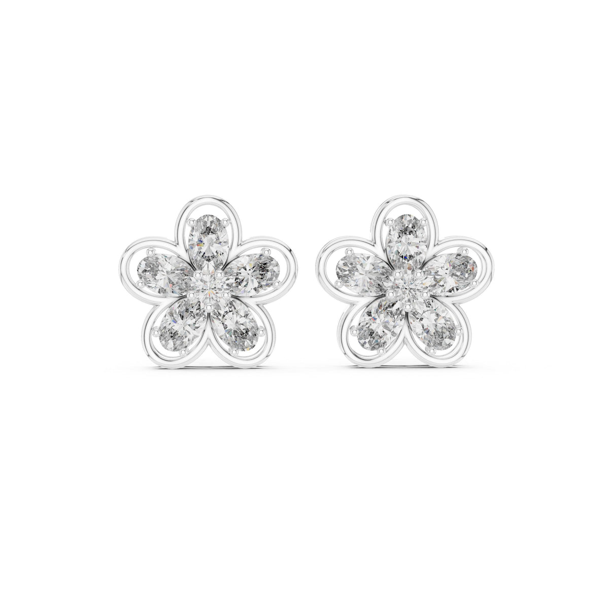 Radiant Cathedral Halo Diamond Stud Earrings