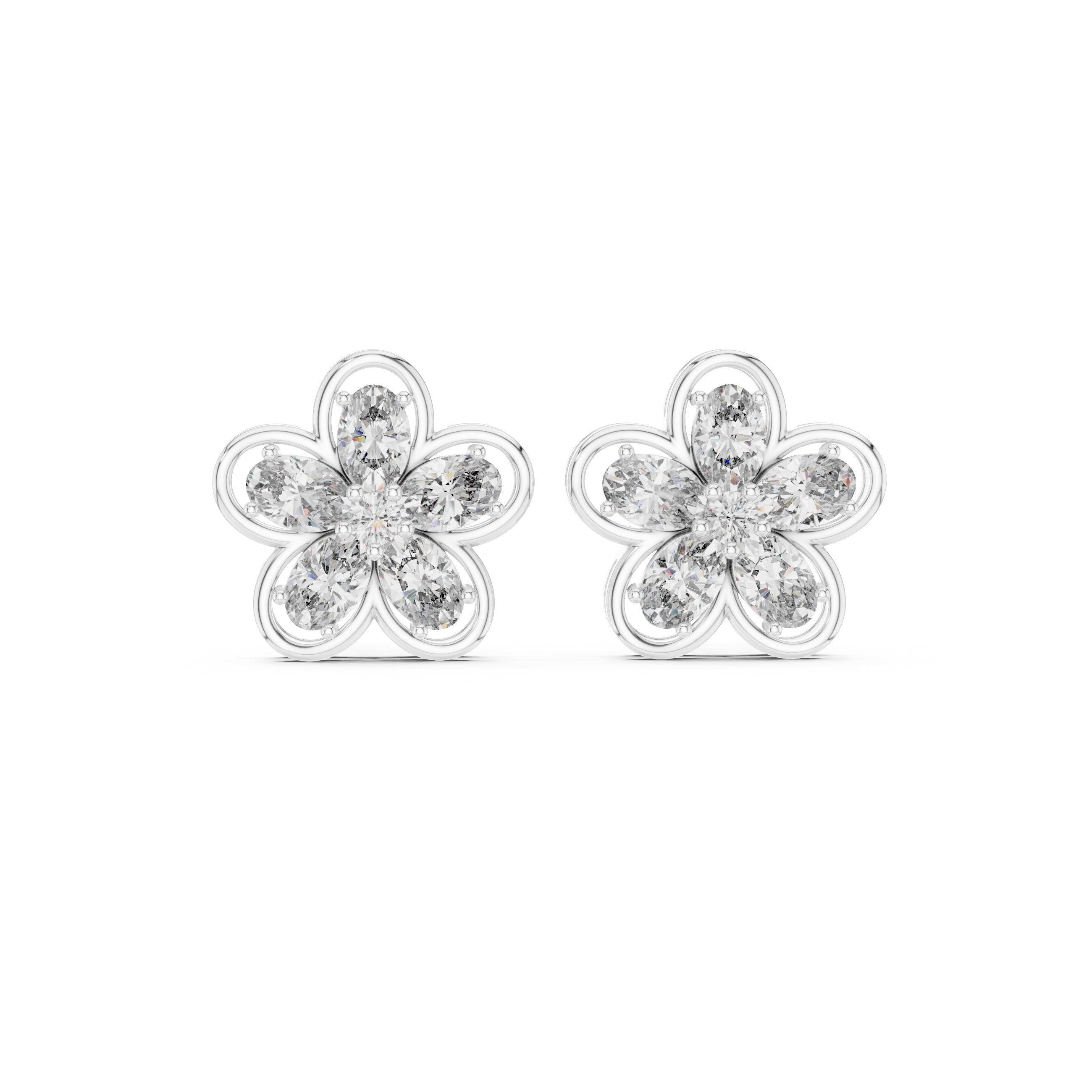 حلقان مرصّعة ألماسية على شكل هالة من كاتدرائية راديانت in White Gold - VYKA Diamonds