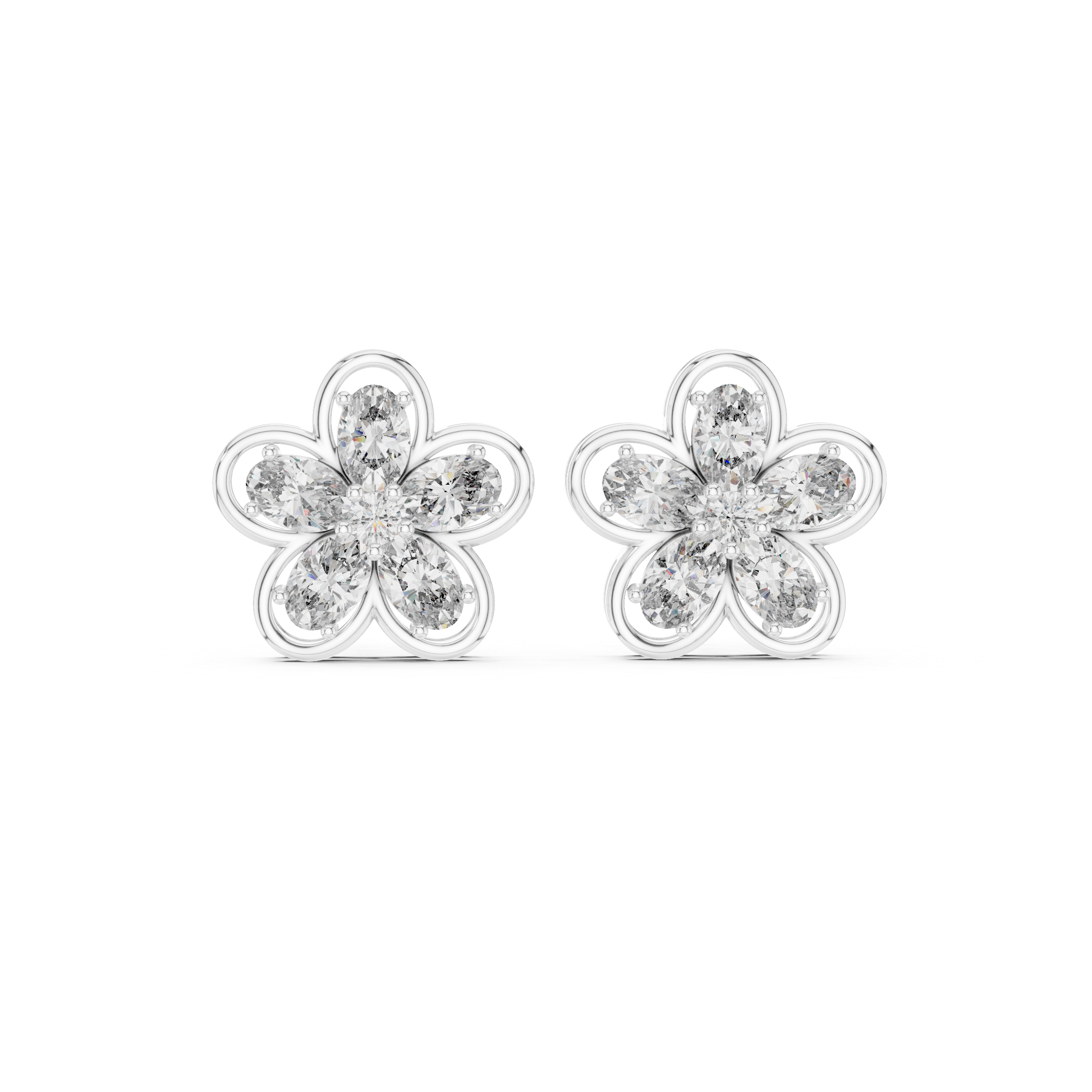 حلقان مرصّعة ألماسية على شكل هالة من كاتدرائية راديانت in White Gold - VYKA Diamonds