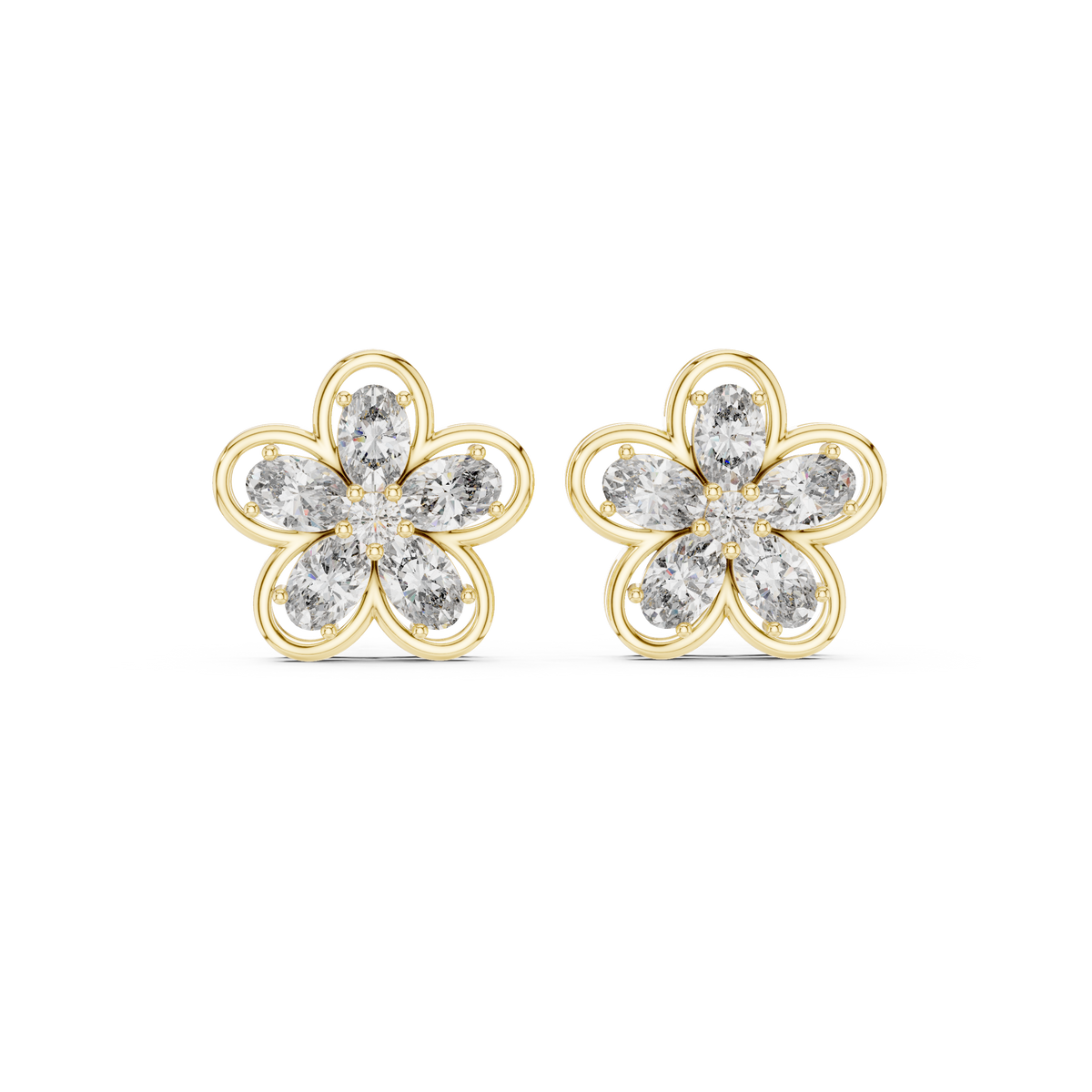 Radiant Cathedral Halo Diamond Stud Earrings