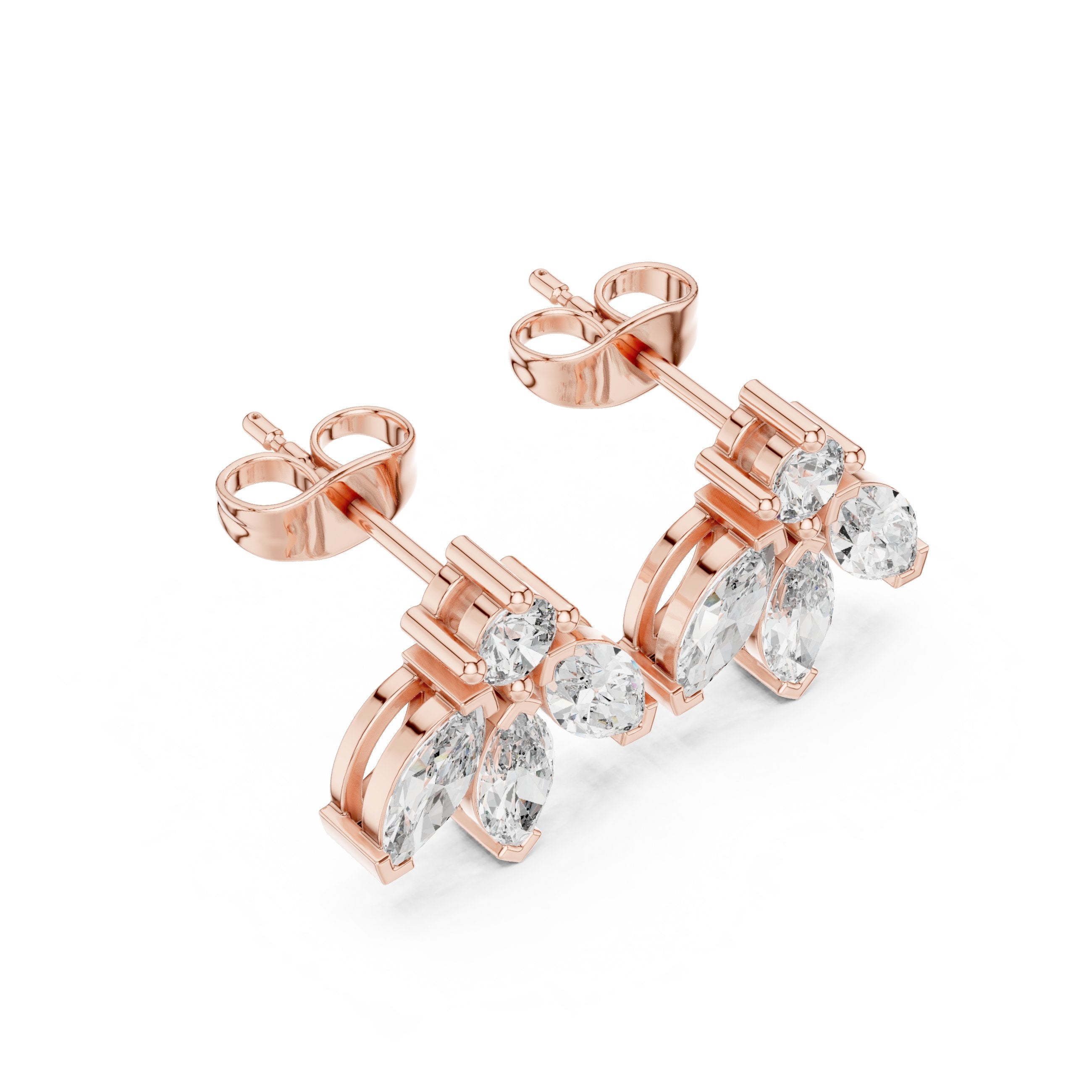 حلقان ألماس هالو بقصة كوشِن بتصميم ميلجرين in Rose Gold - VYKA Diamonds