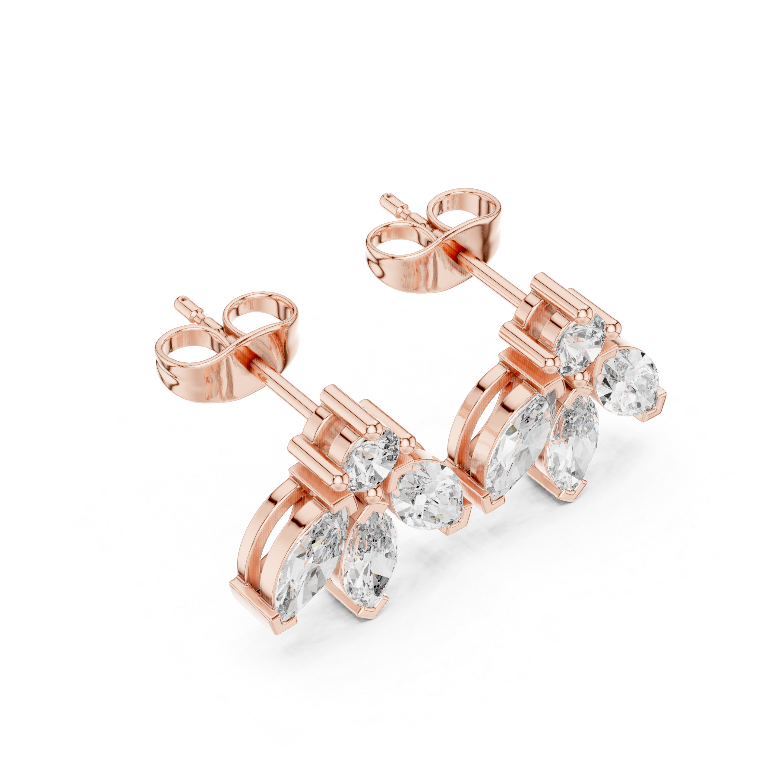 حلقان ألماس هالو بقصة كوشِن بتصميم ميلجرين in Rose Gold - VYKA Diamonds