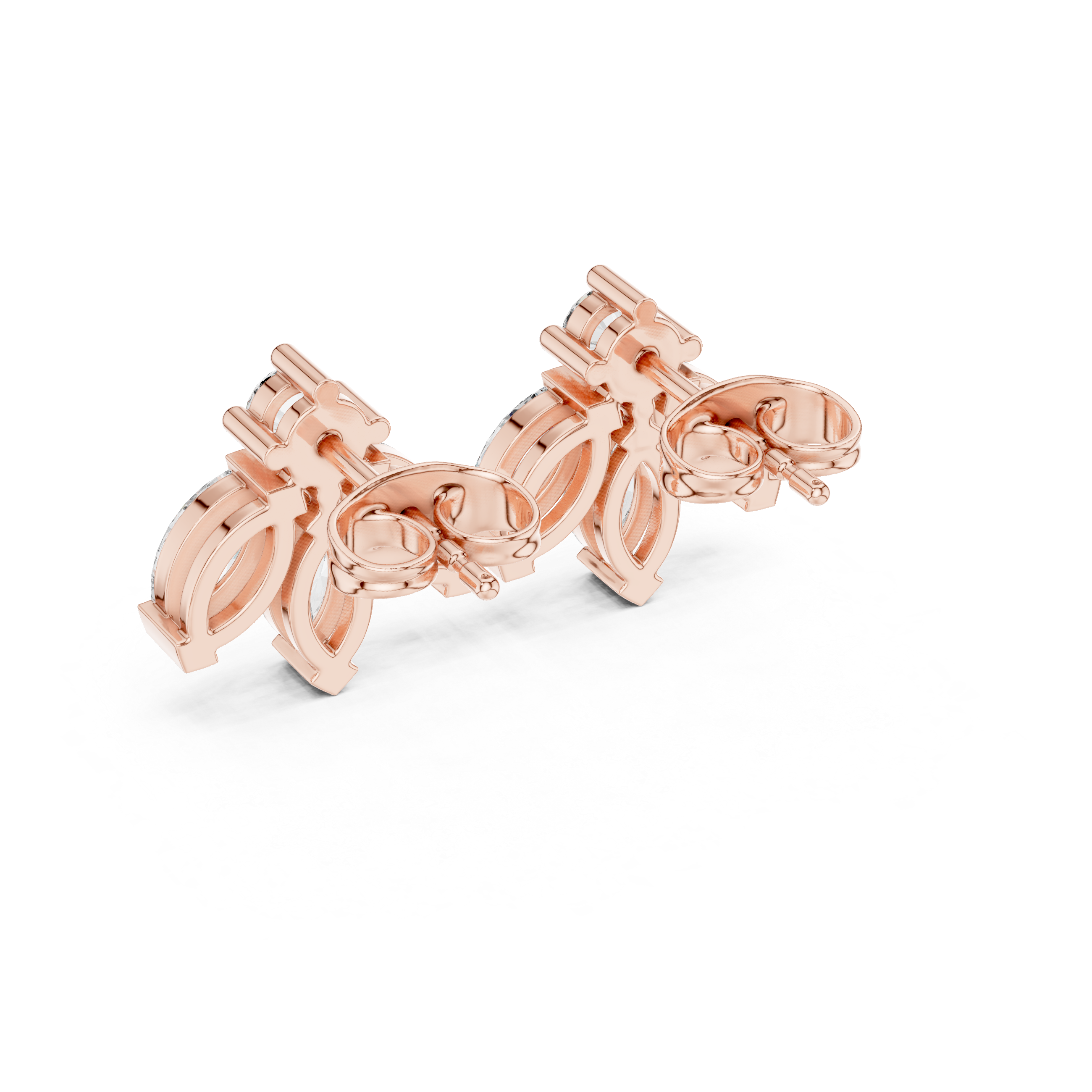 حلقان ألماس هالو بقصة كوشِن بتصميم ميلجرين in Rose Gold - VYKA Diamonds