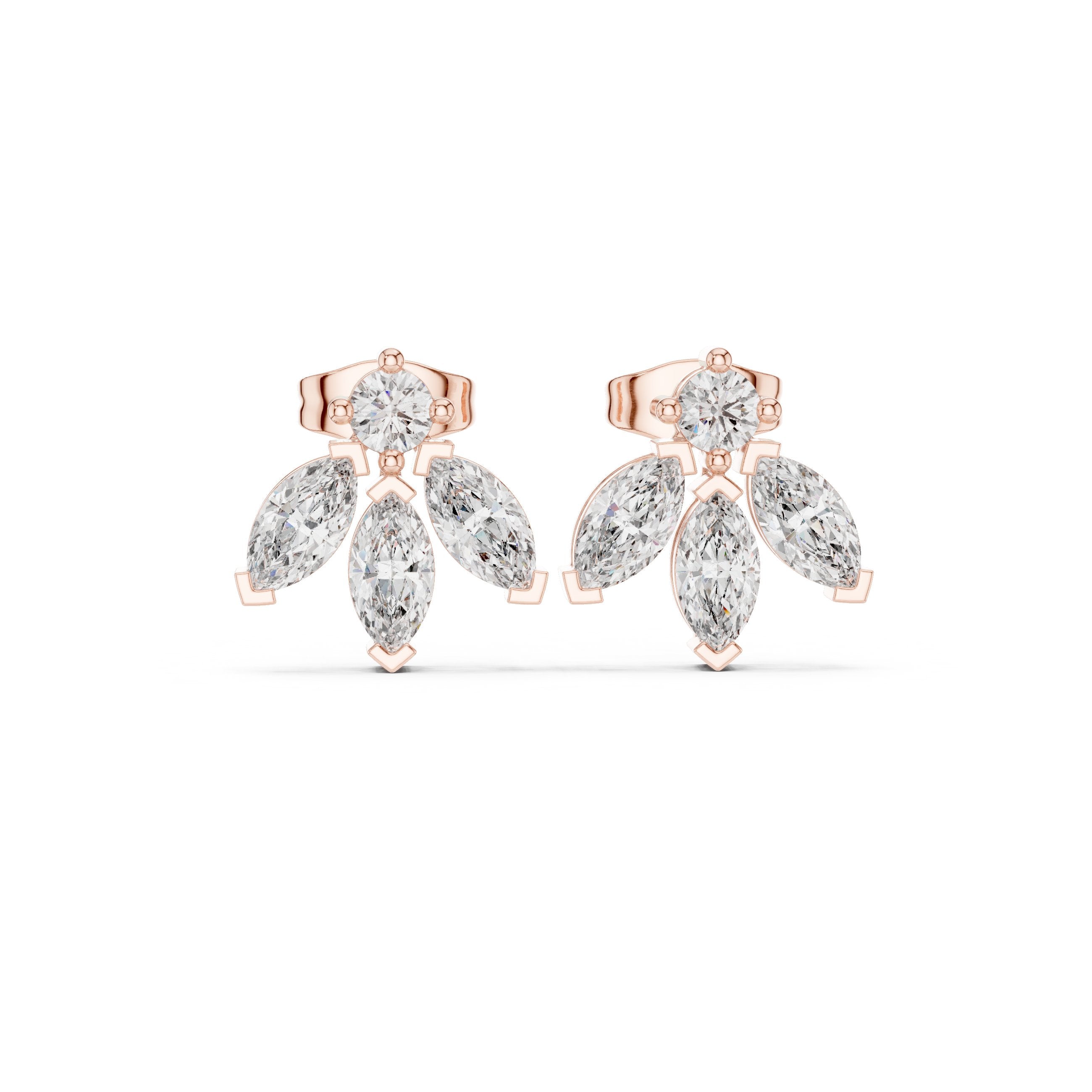 حلقان ألماس هالو بقصة كوشِن بتصميم ميلجرين in Rose Gold - VYKA Diamonds