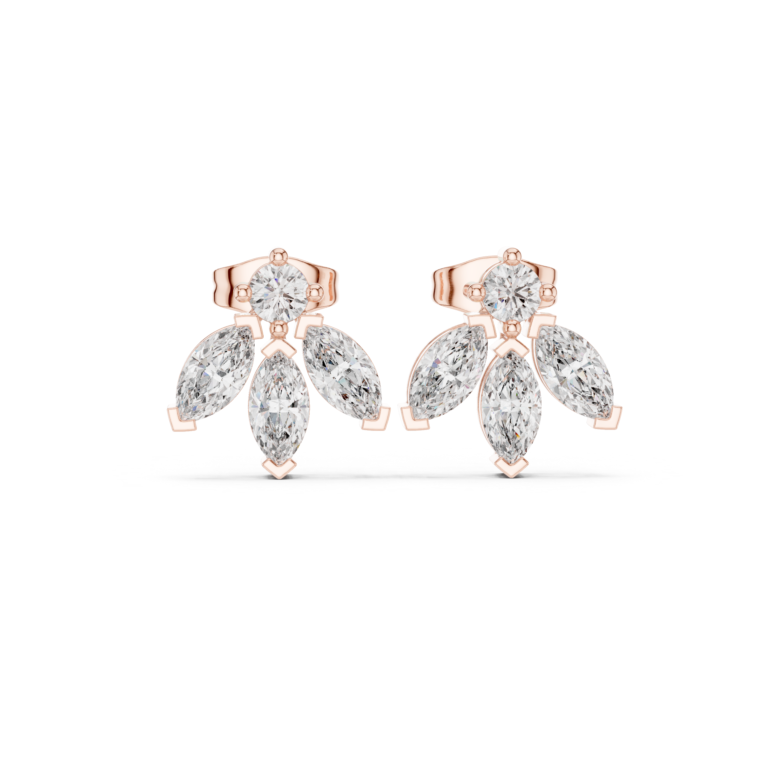 حلقان ألماس هالو بقصة كوشِن بتصميم ميلجرين in Rose Gold - VYKA Diamonds