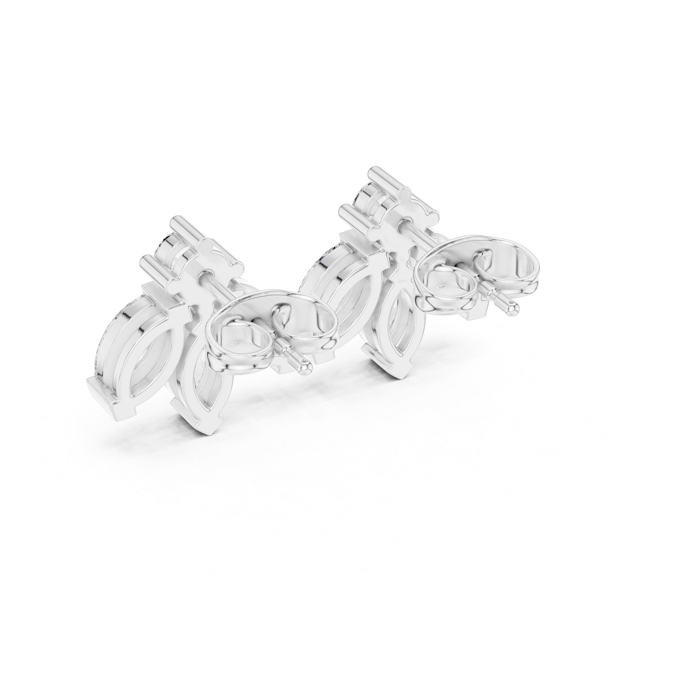 حلقان ألماس هالو بقصة كوشِن بتصميم ميلجرين in White Gold - VYKA Diamonds