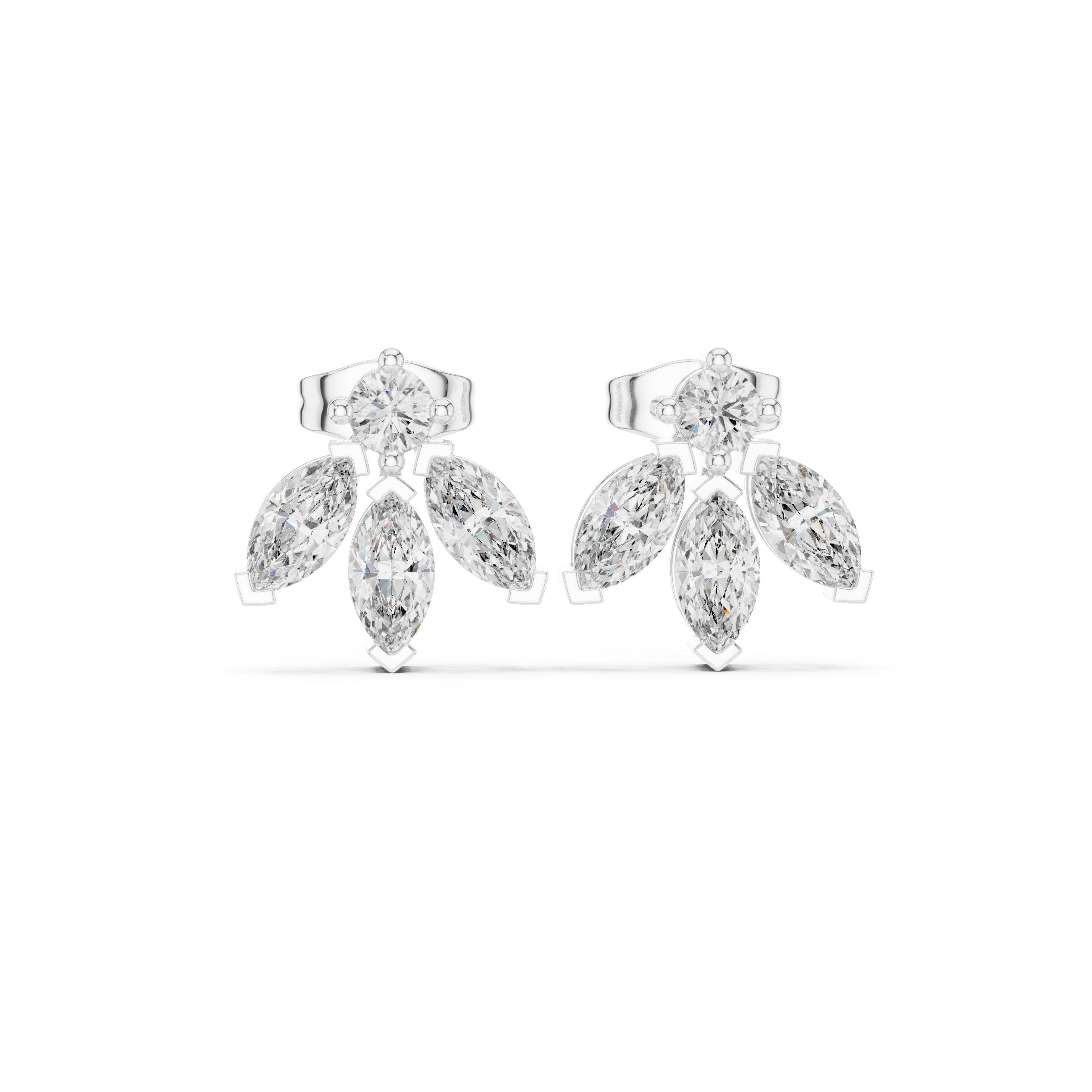 حلقان ألماس هالو بقصة كوشِن بتصميم ميلجرين in White Gold - VYKA Diamonds