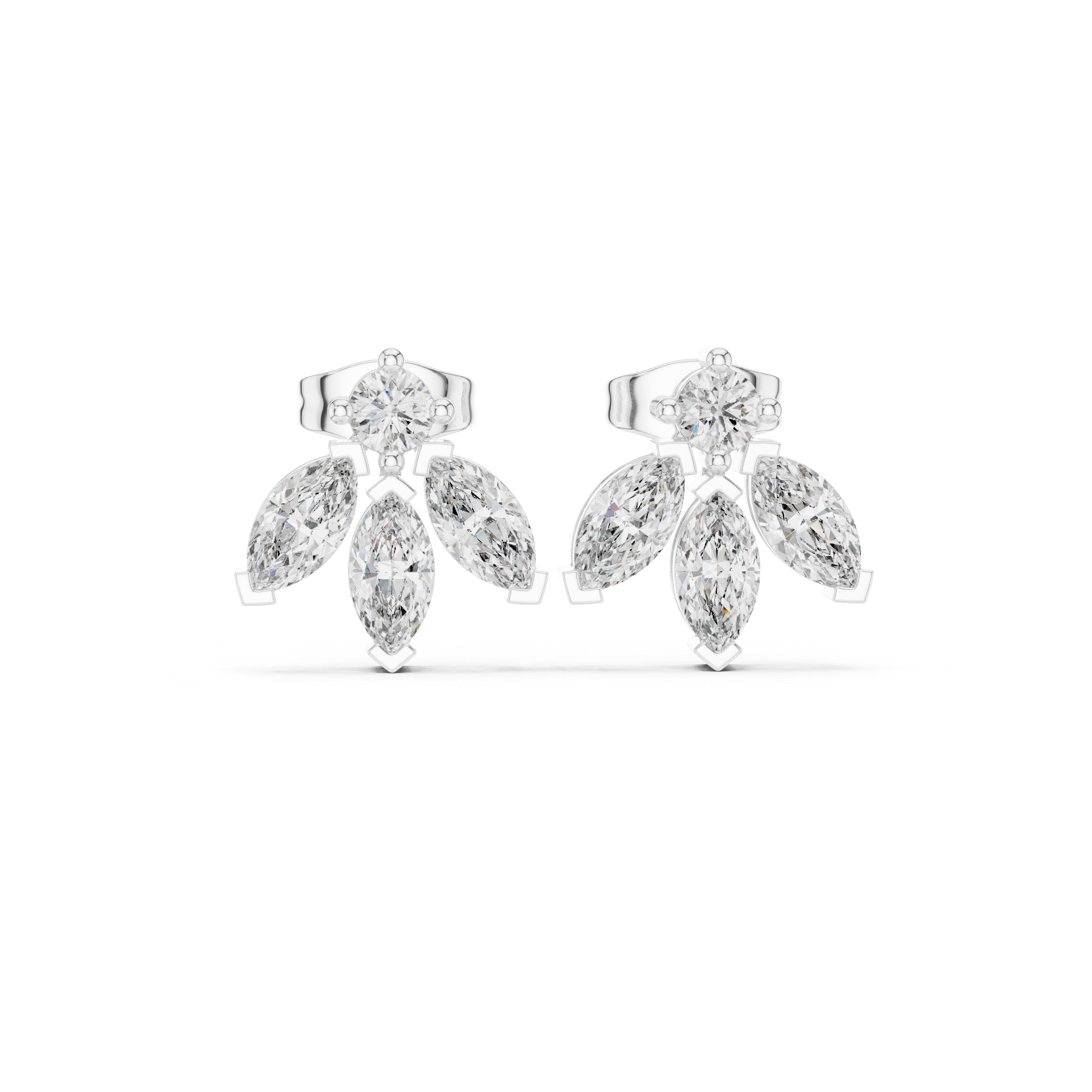 حلقان ألماس هالو بقصة كوشِن بتصميم ميلجرين in White Gold - VYKA Diamonds