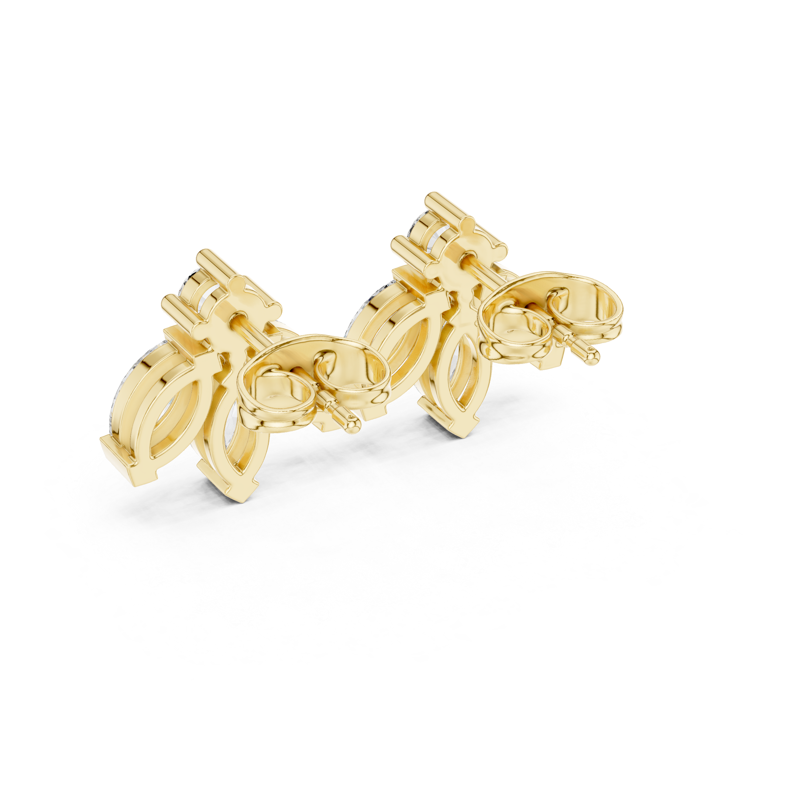 حلقان ألماس هالو بقصة كوشِن بتصميم ميلجرين in Yellow Gold - VYKA Diamonds