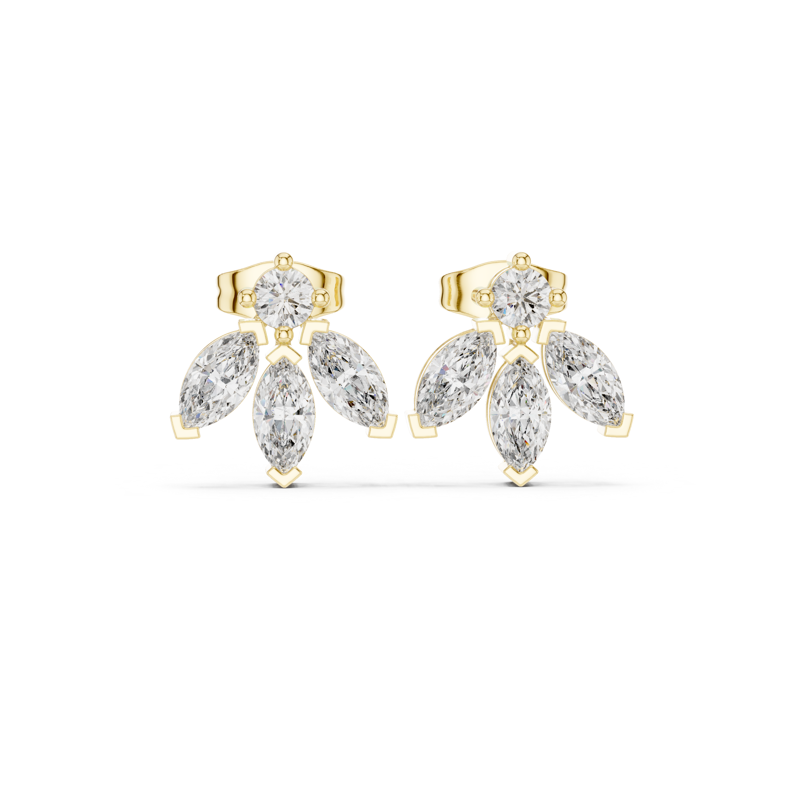 حلقان ألماس هالو بقصة كوشِن بتصميم ميلجرين in Yellow Gold - VYKA Diamonds