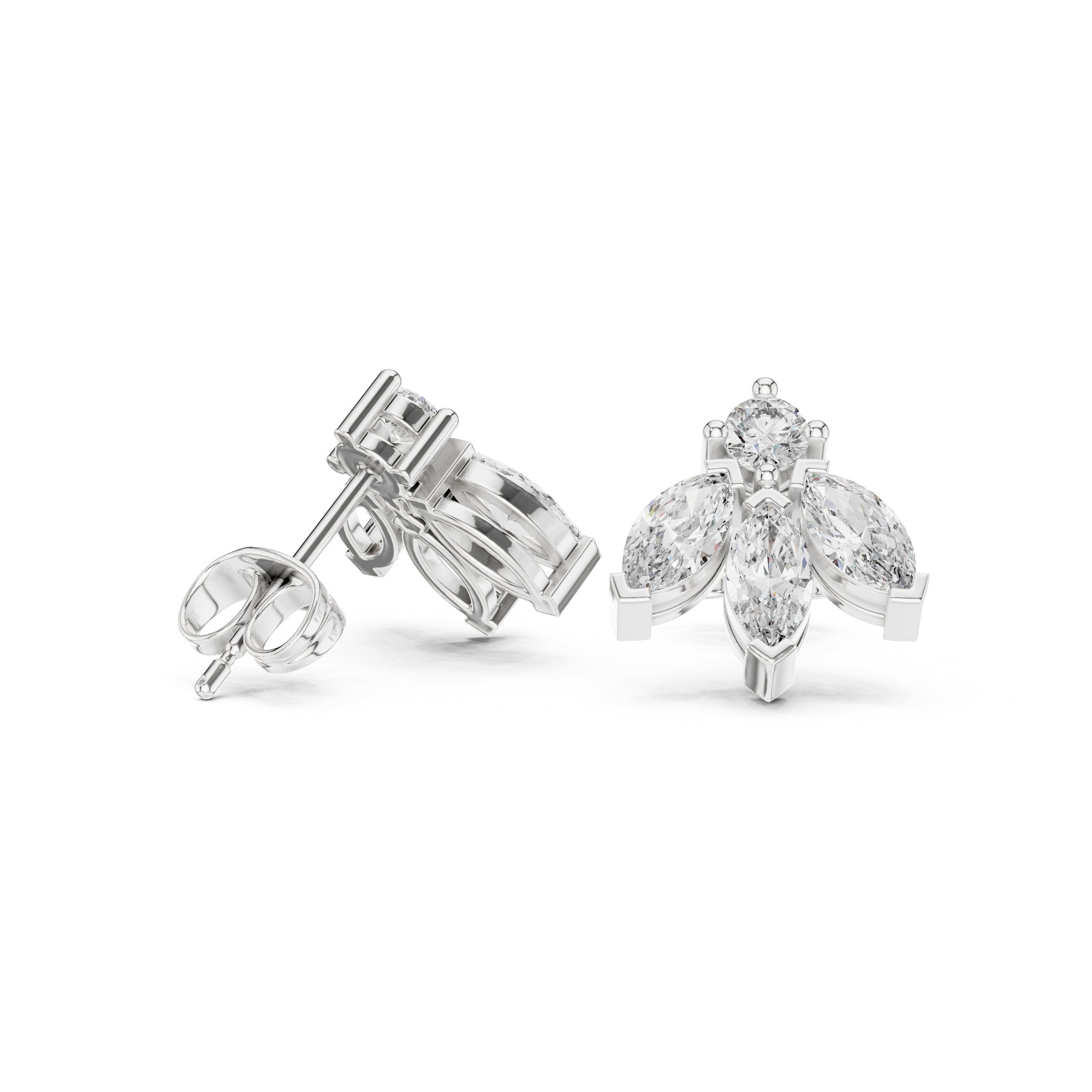 حلقان ألماس هالو بقصة كوشِن بتصميم ميلجرين in White Gold - VYKA Diamonds