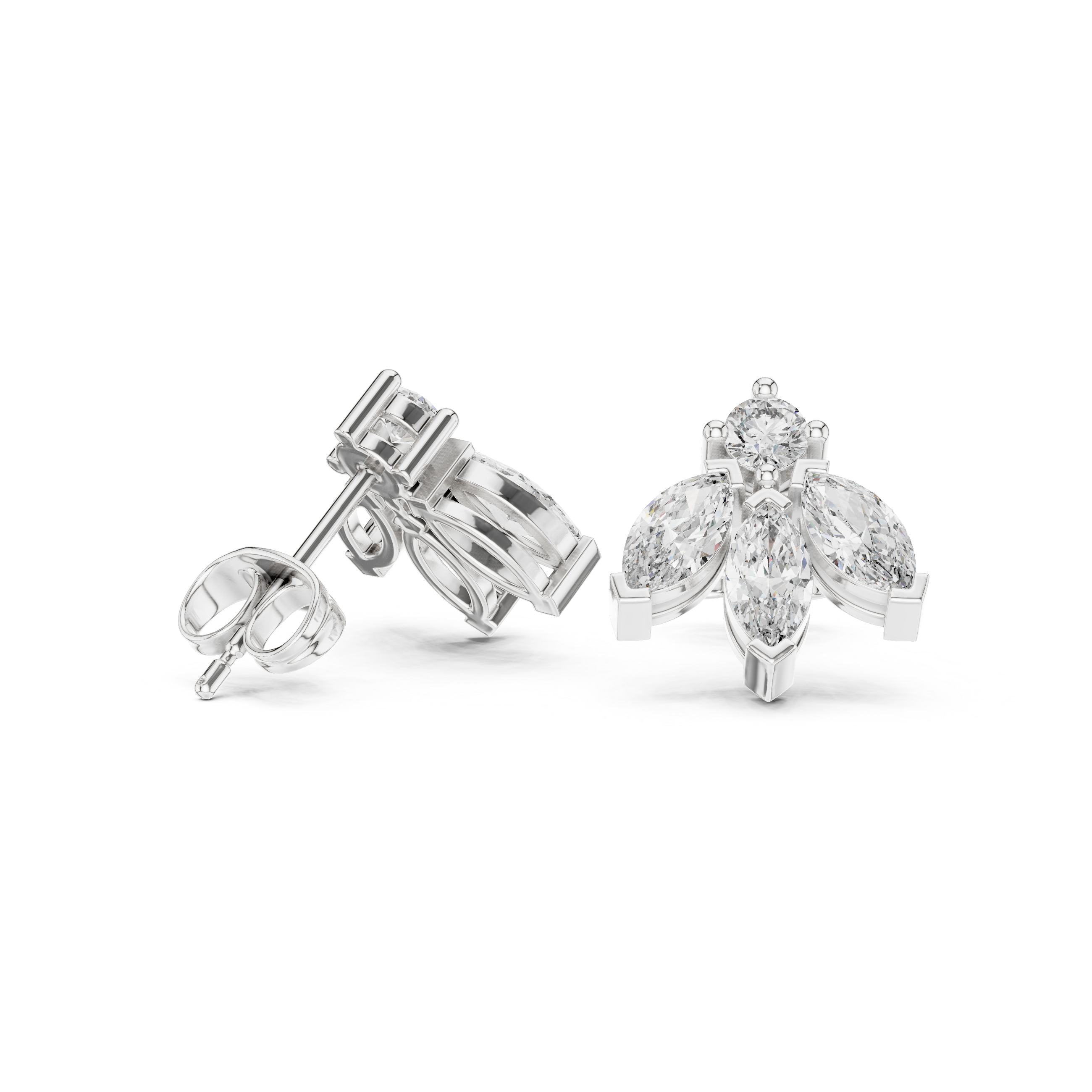 حلقان ألماس هالو بقصة كوشِن بتصميم ميلجرين in White Gold - VYKA Diamonds