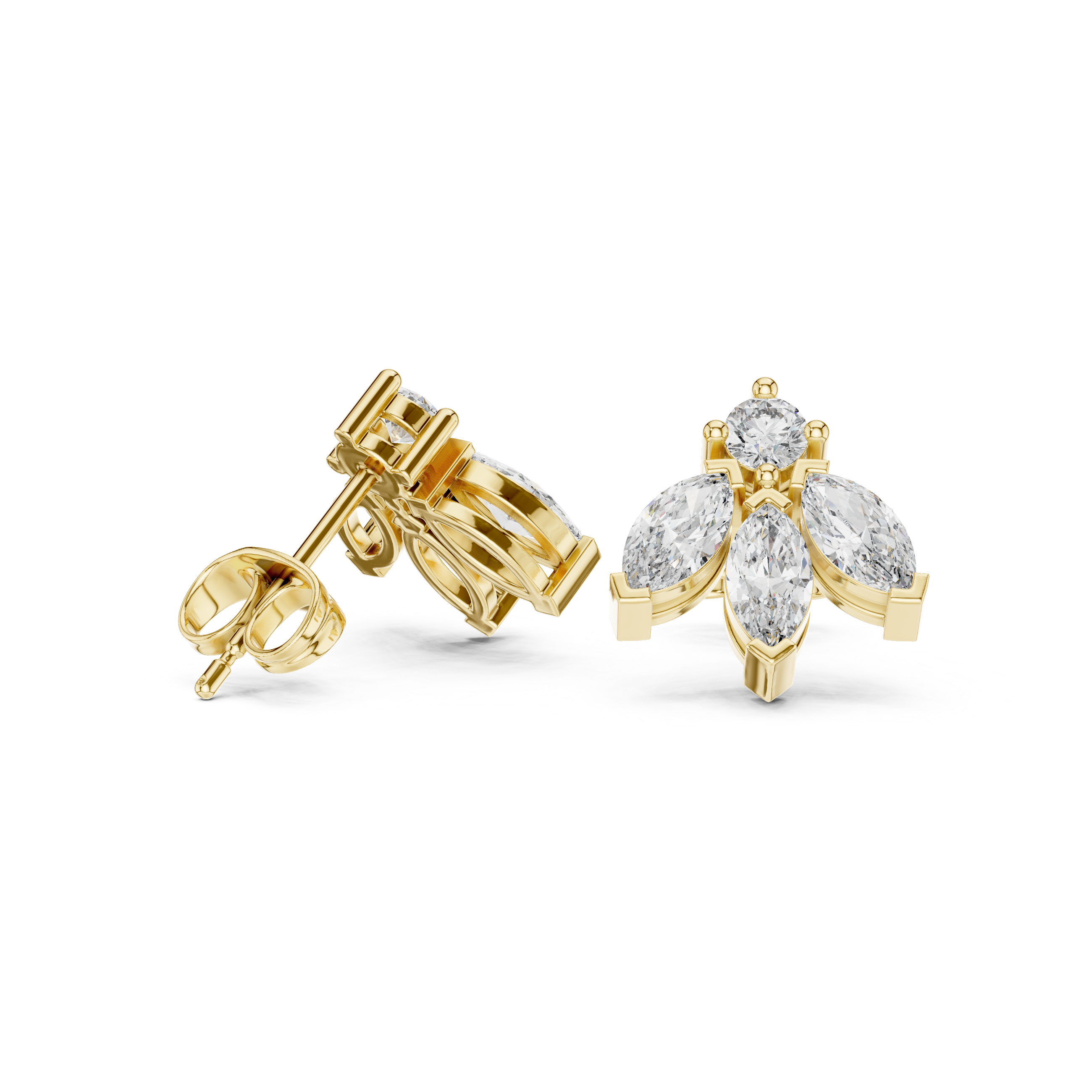 حلقان ألماس هالو بقصة كوشِن بتصميم ميلجرين in Yellow Gold - VYKA Diamonds
