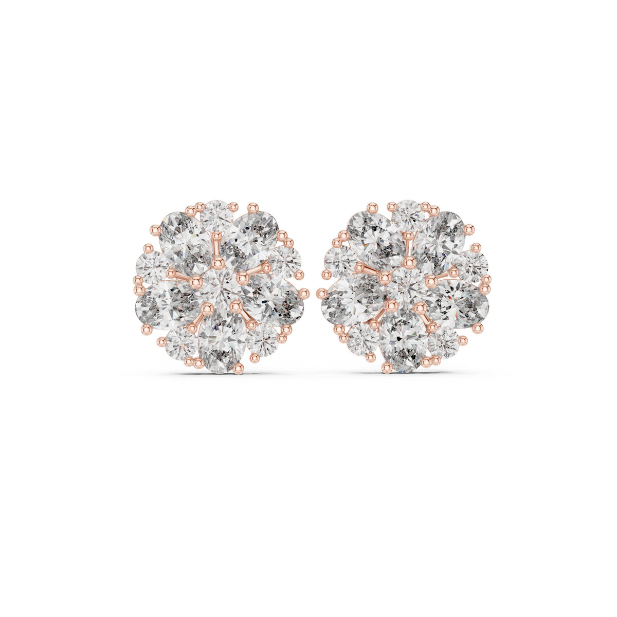 Radiant Milgrain Halo Diamond Stud Earrings
