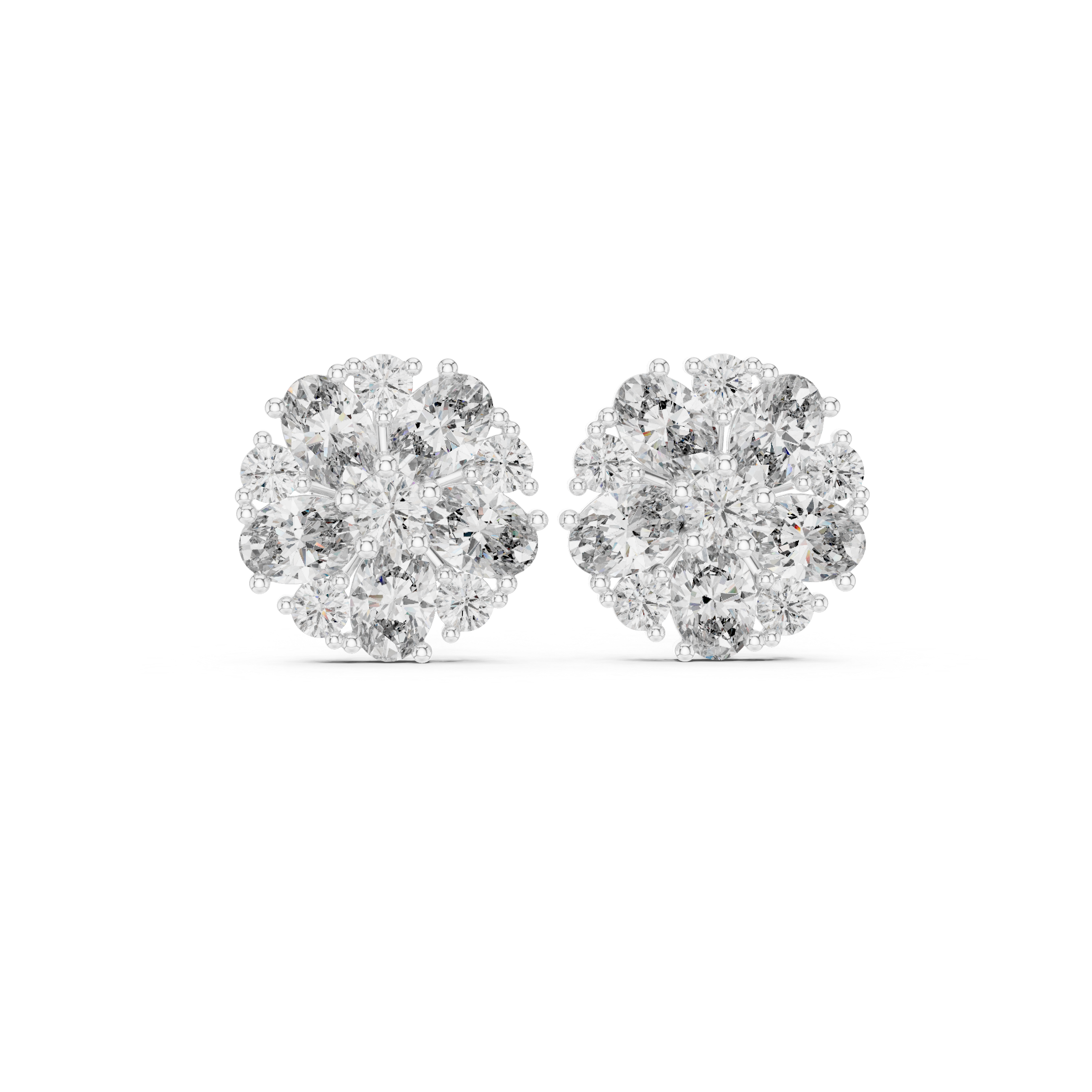 Radiant Milgrain Halo Diamond Stud Earrings in White Gold - VYKA Diamonds
