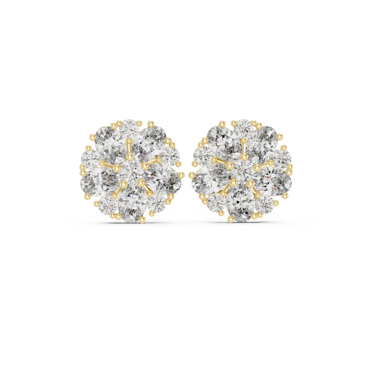 Radiant Milgrain Halo Diamond Stud Earrings