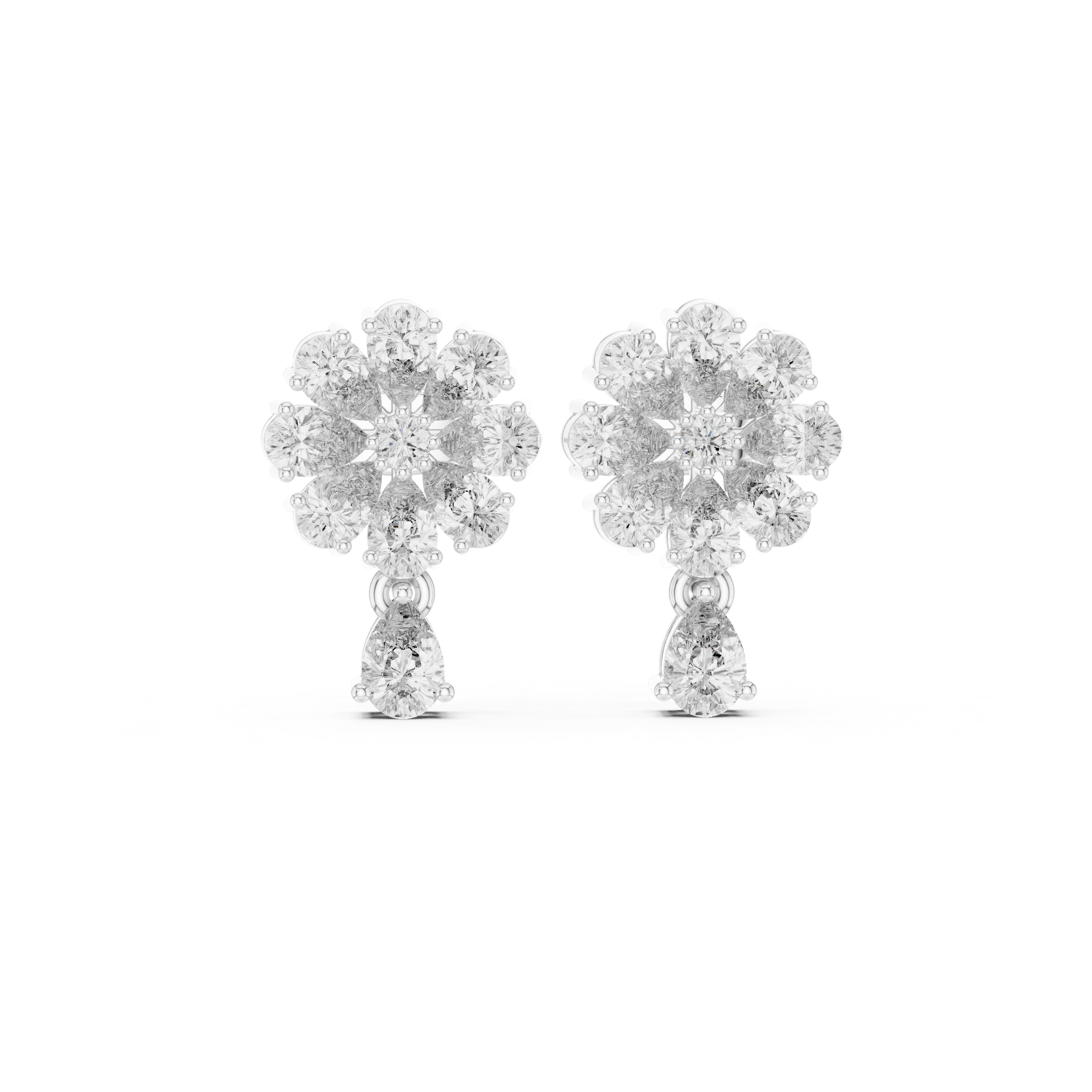 Radiant Twisted Halo Diamond Stud Earrings in White Gold - VYKA Diamonds