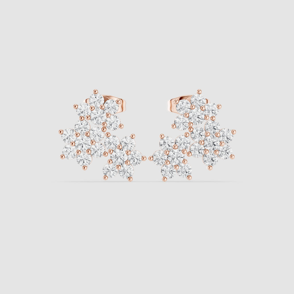Radiant Scalloped Halo Diamond Stud Earrings - diamond earrings - VYKA Diamonds