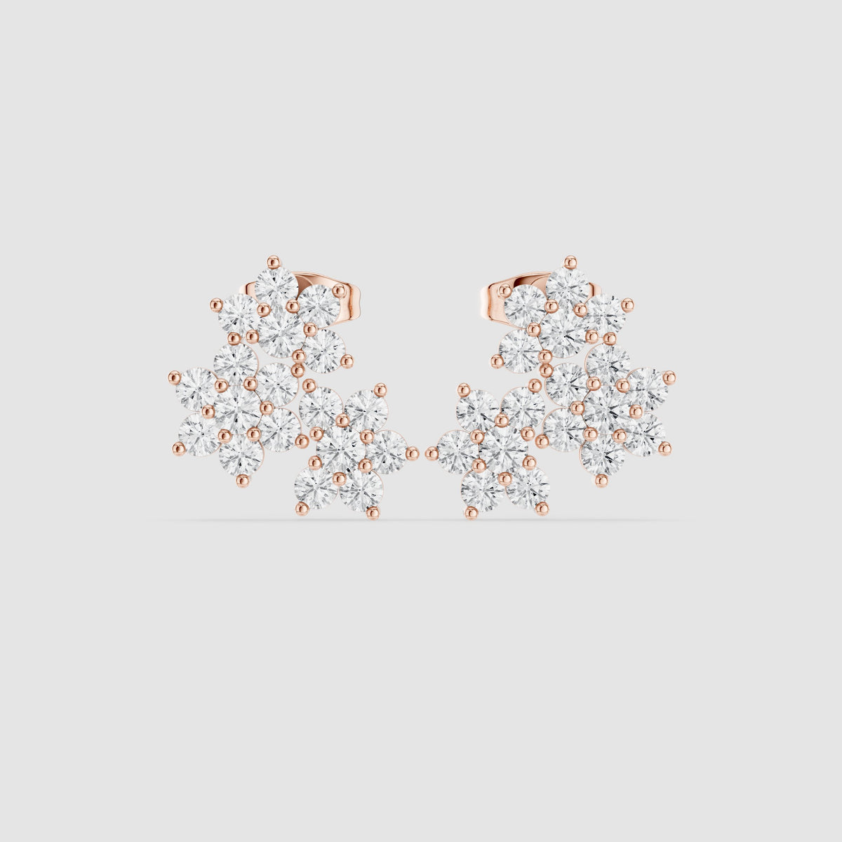 Radiant Scalloped Halo Diamond Stud Earrings