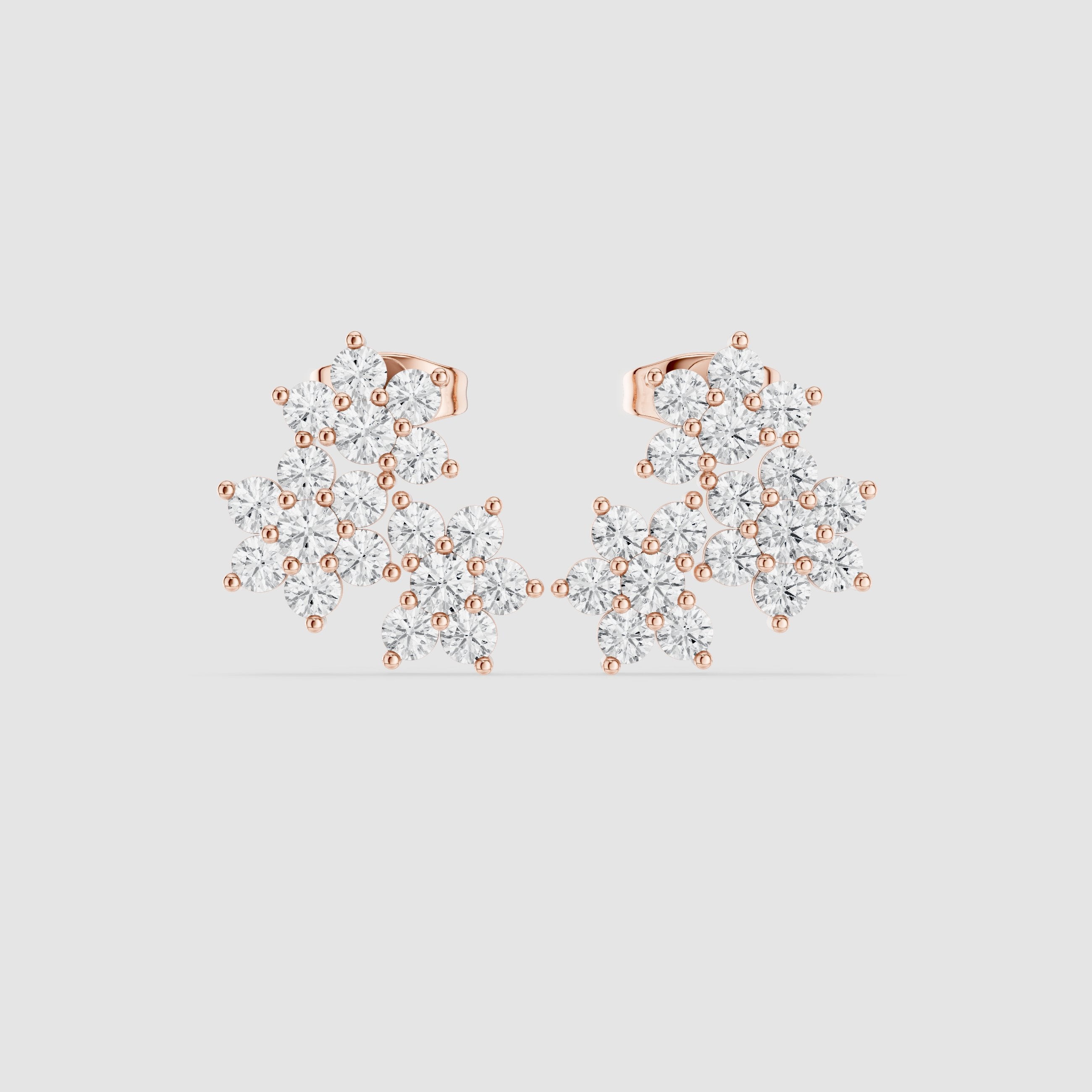 Radiant Scalloped Halo Diamond Stud Earrings - diamond earrings - VYKA Diamonds