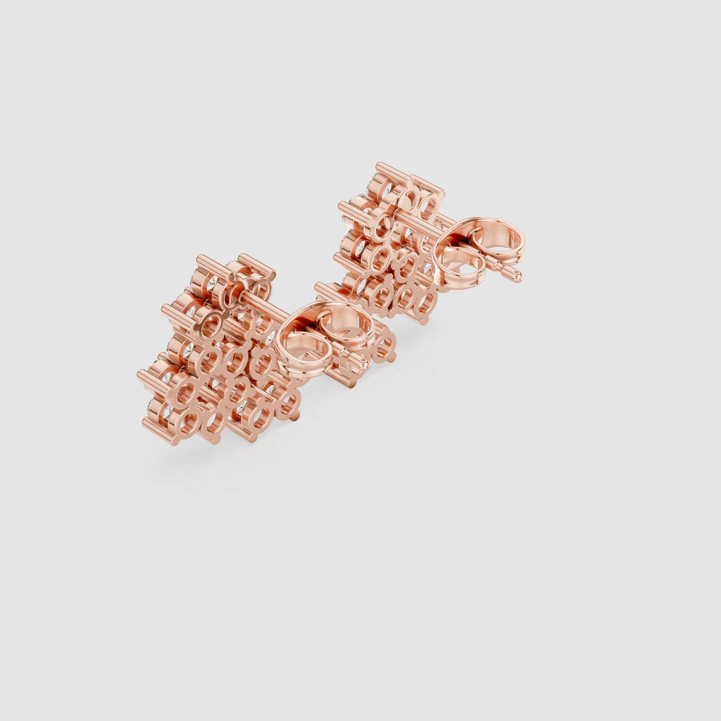 Radiant Scalloped Halo Diamond Stud Earrings - diamond earrings - VYKA Diamonds