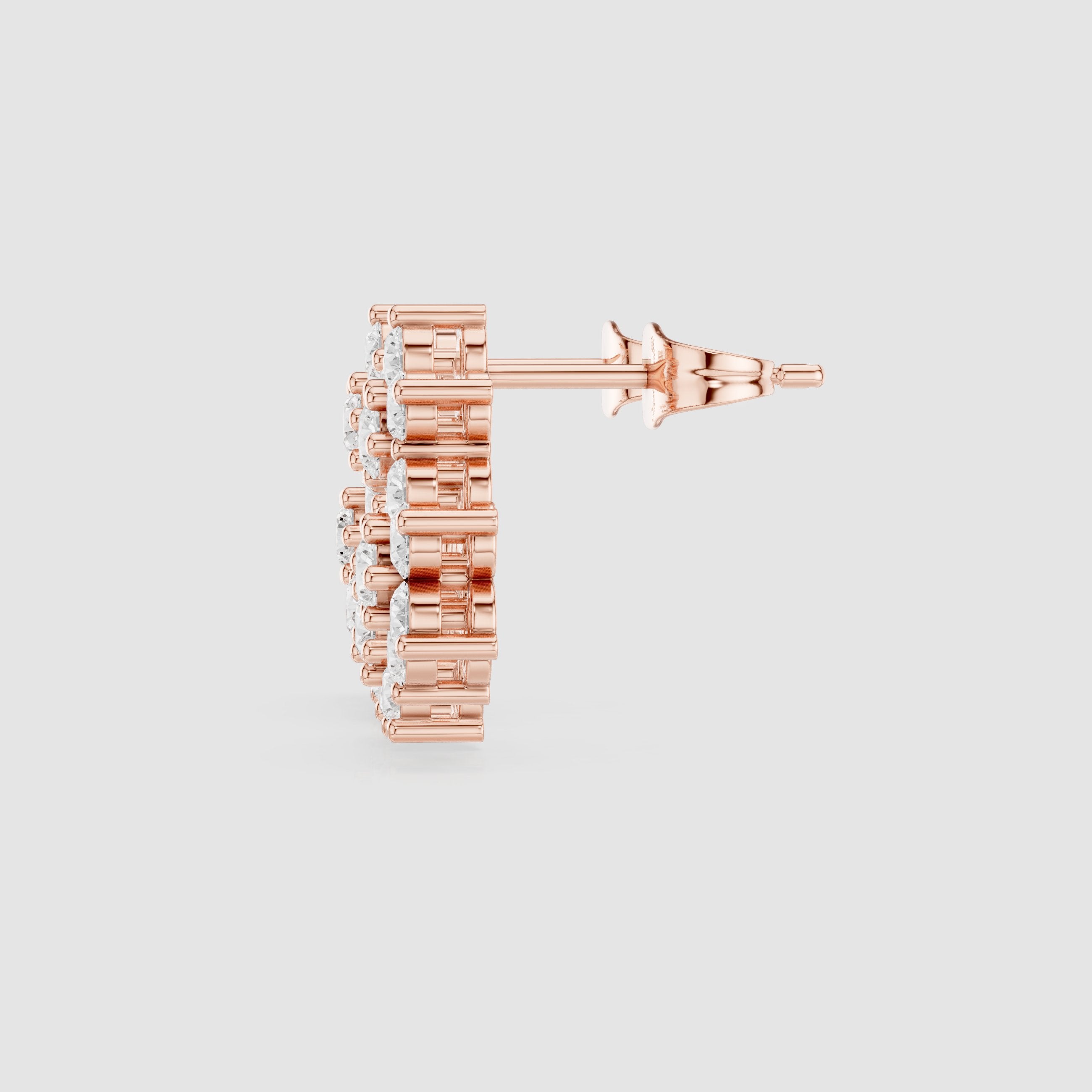 Radiant Scalloped Halo Diamond Stud Earrings - diamond earrings - VYKA Diamonds