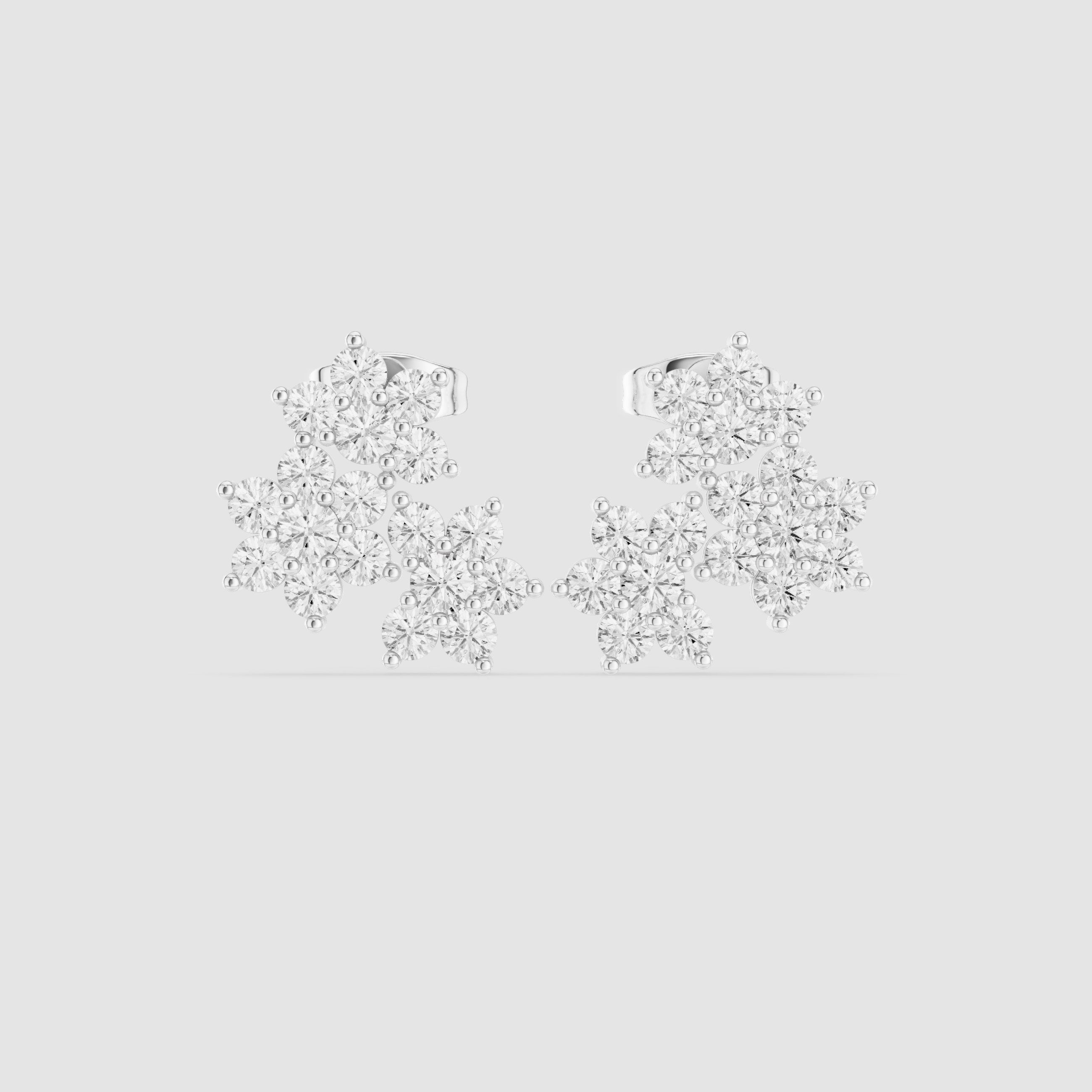 Radiant Scalloped Halo Diamond Stud Earrings - diamond earrings - VYKA Diamonds