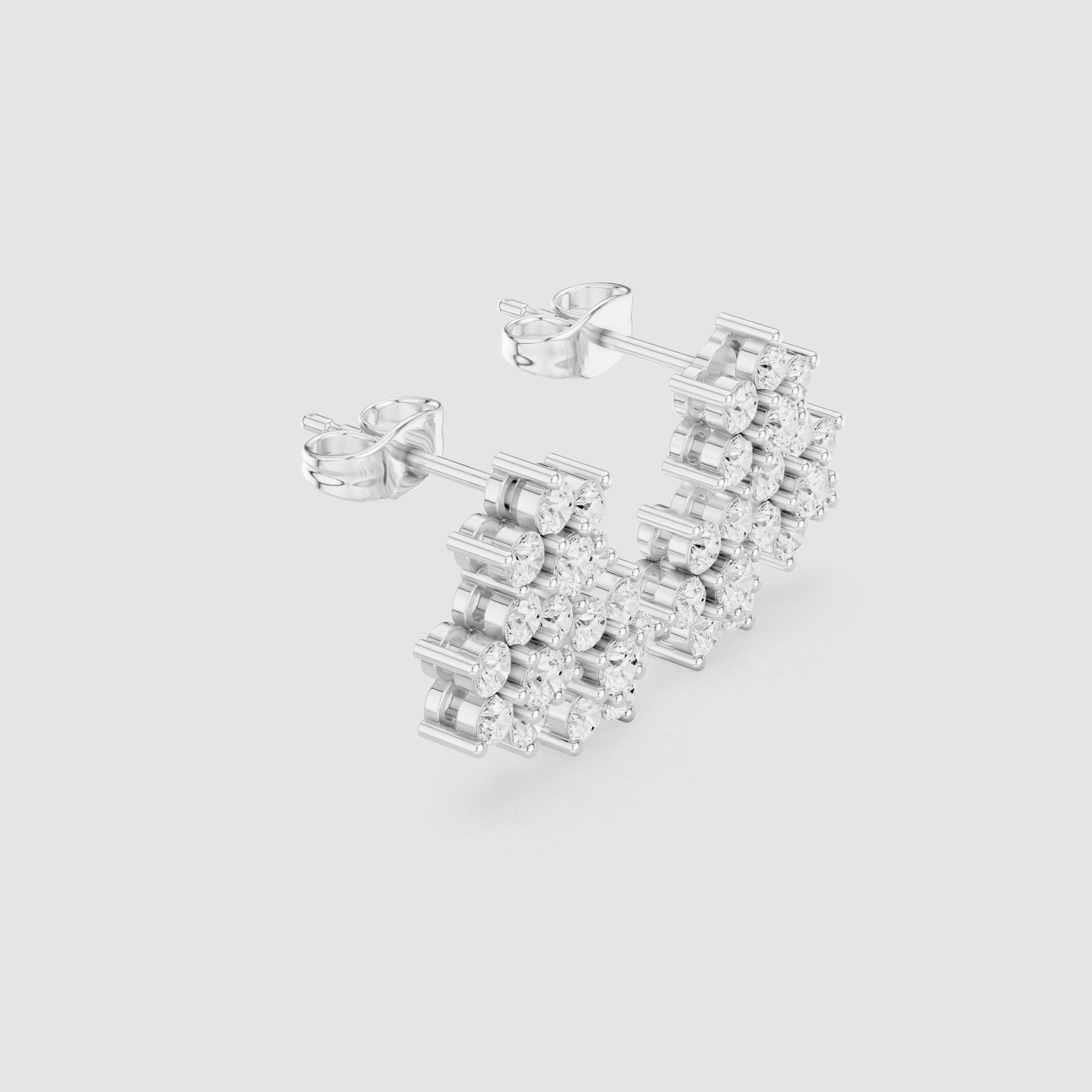 Radiant Scalloped Halo Diamond Stud Earrings - diamond earrings - VYKA Diamonds