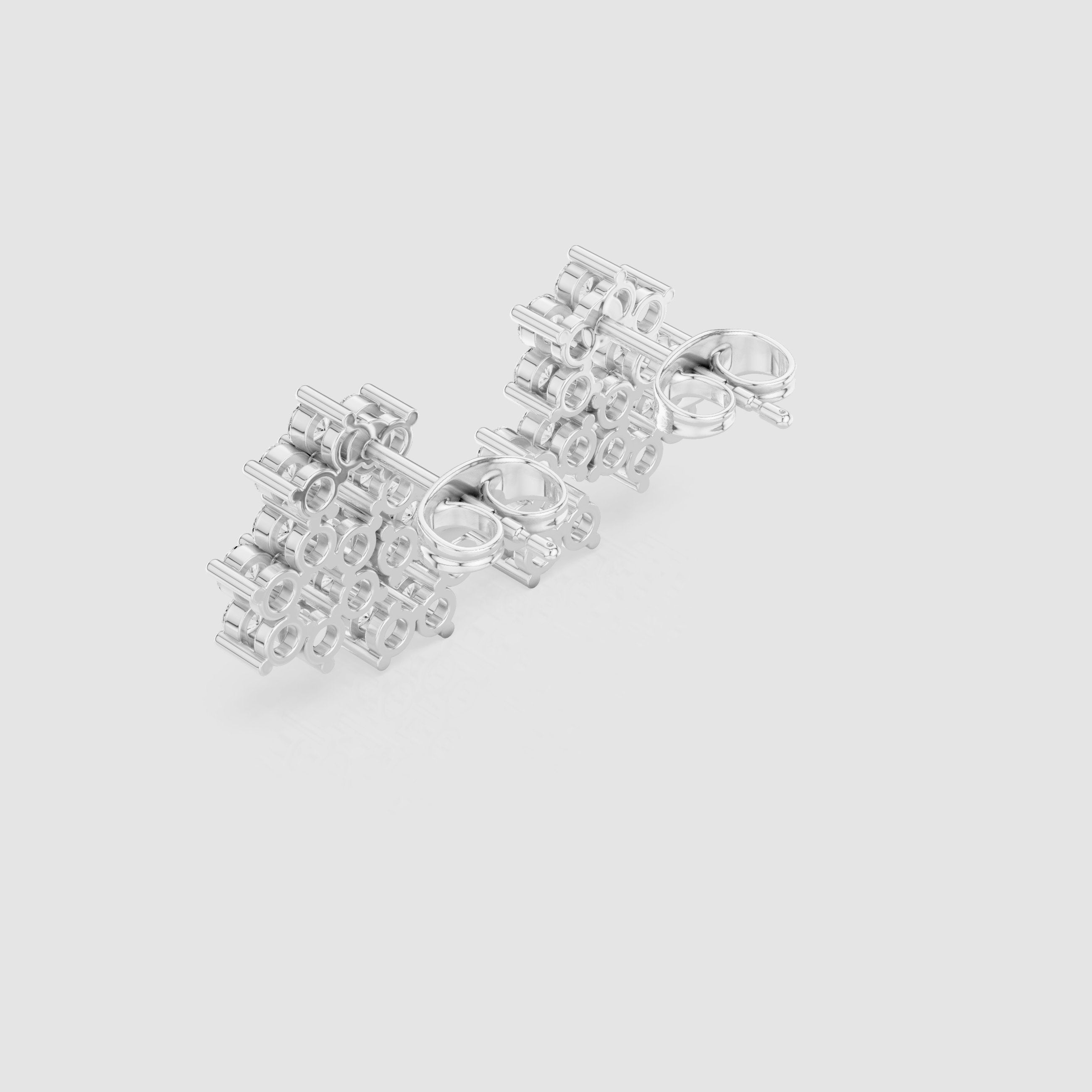 Radiant Scalloped Halo Diamond Stud Earrings - diamond earrings - VYKA Diamonds