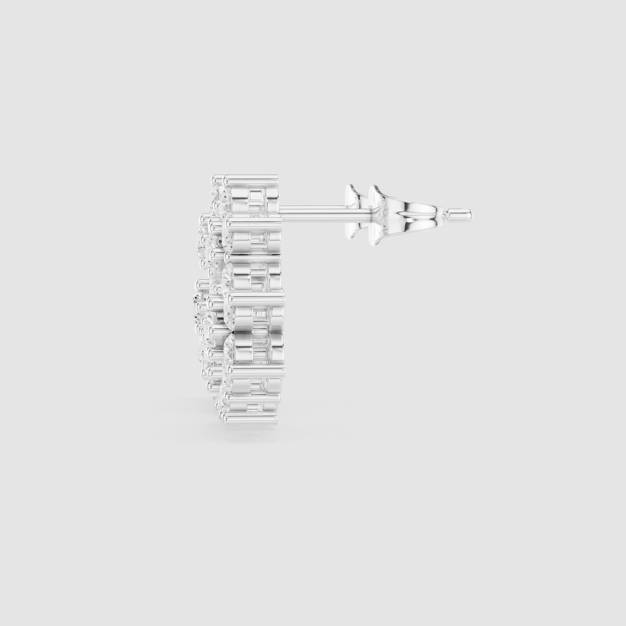 Radiant Scalloped Halo Diamond Stud Earrings - diamond earrings - VYKA Diamonds