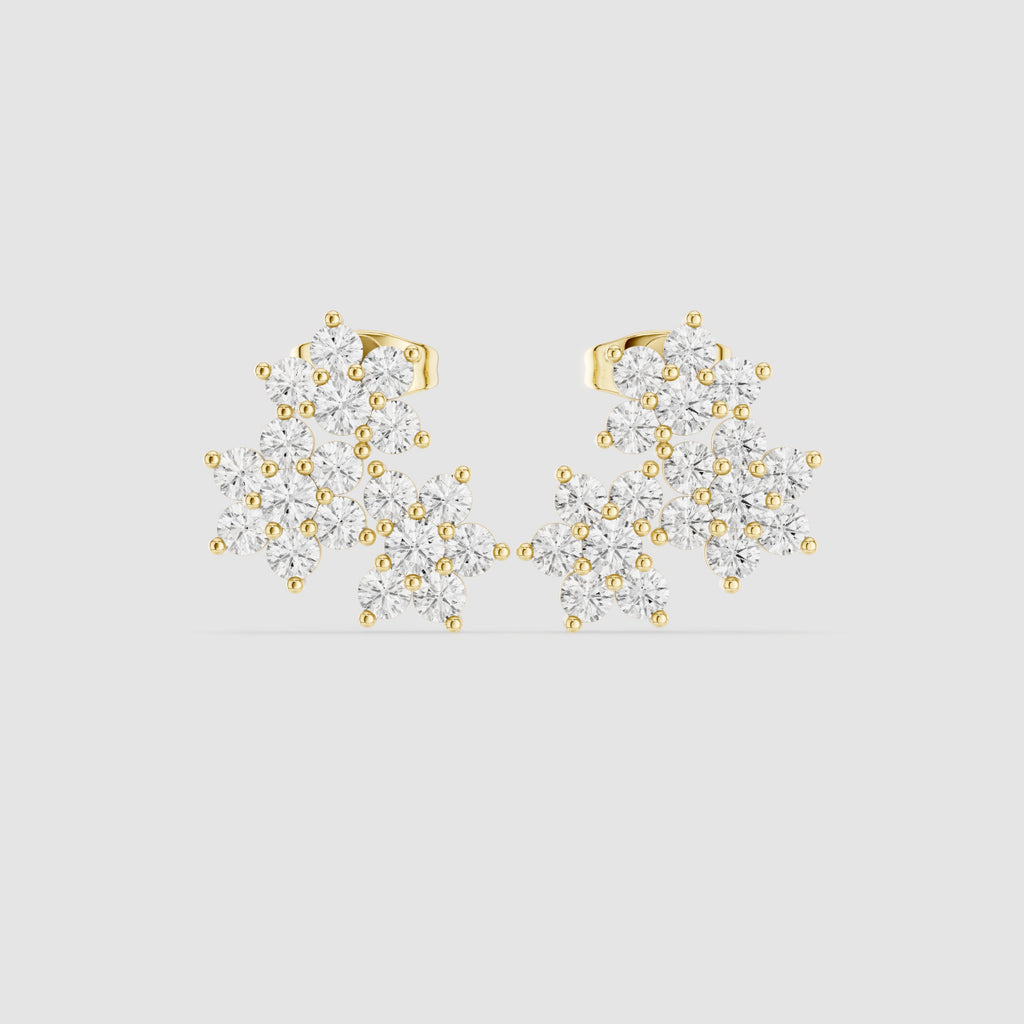 Radiant Scalloped Halo Diamond Stud Earrings - diamond earrings - VYKA Diamonds