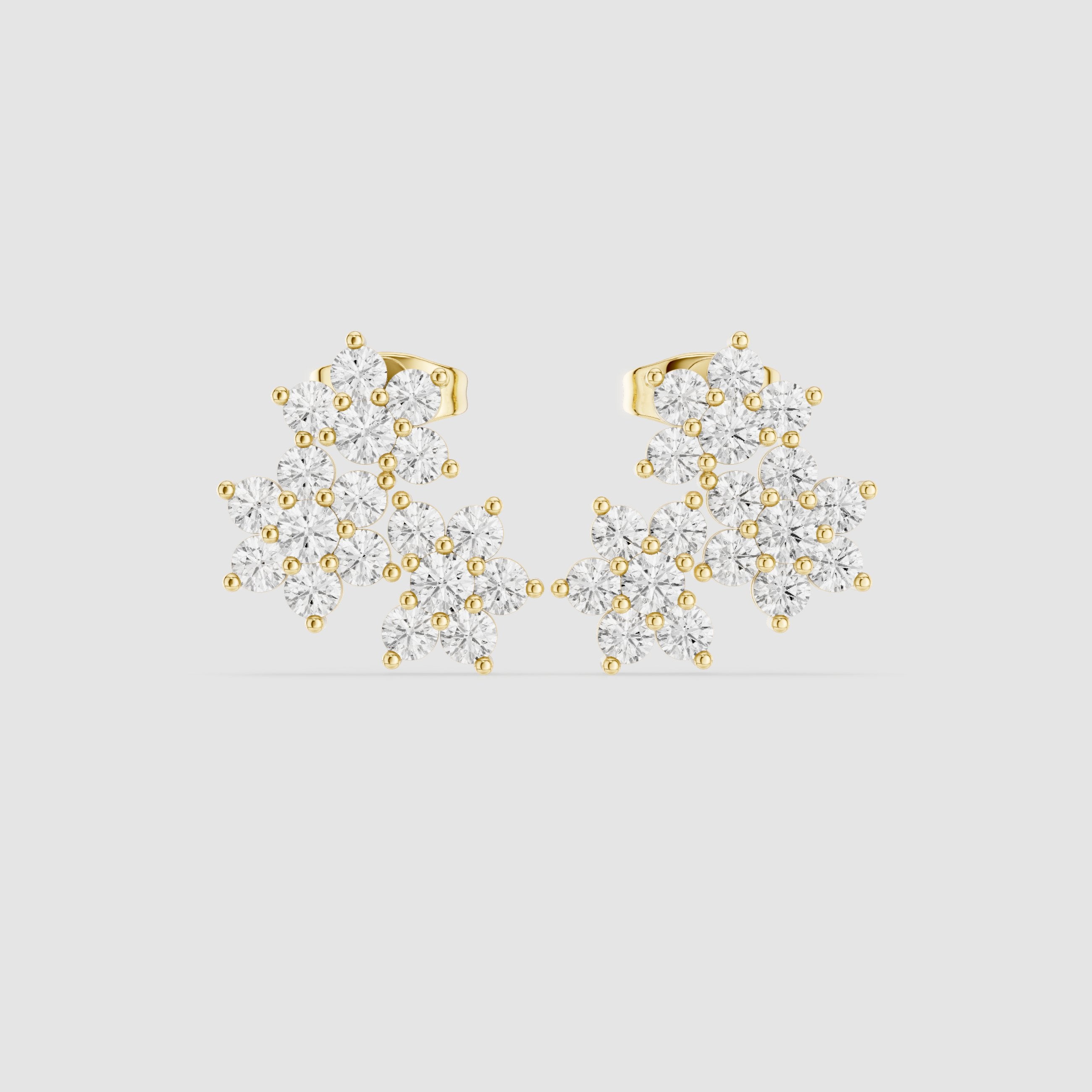 Radiant Scalloped Halo Diamond Stud Earrings - diamond earrings - VYKA Diamonds