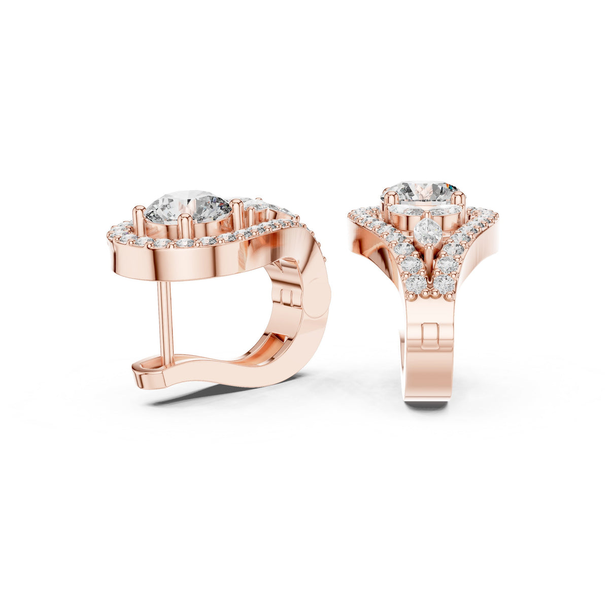 Cushion Hidden Halo Diamond Stud Earrings