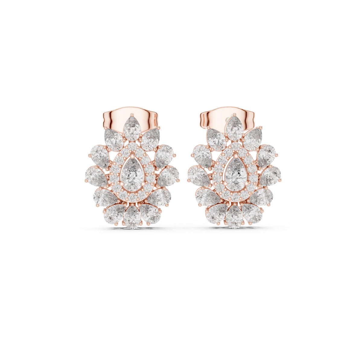 Radiant Hidden Halo Diamond Stud Earrings